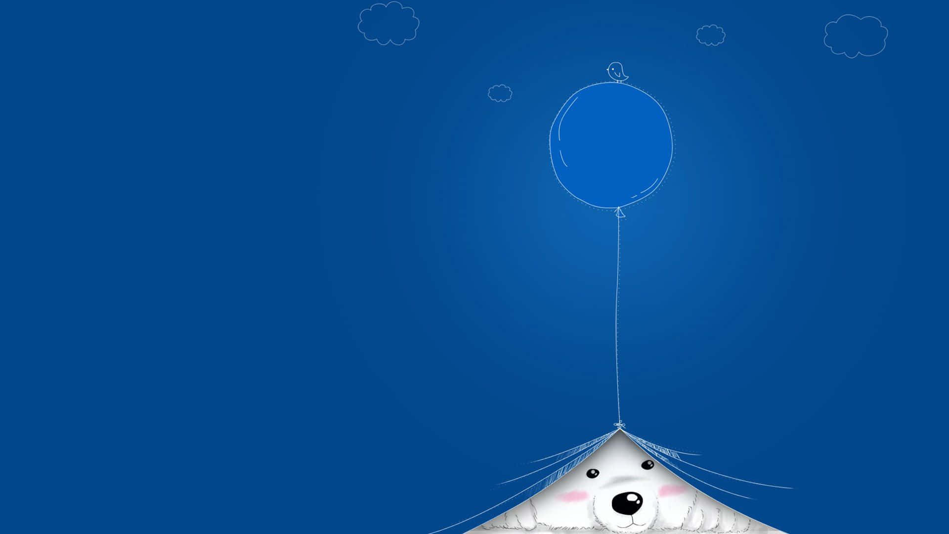 Cartoon Polar Bear, white polar bear, blue balloon, Full HD Desktop Wallpaper