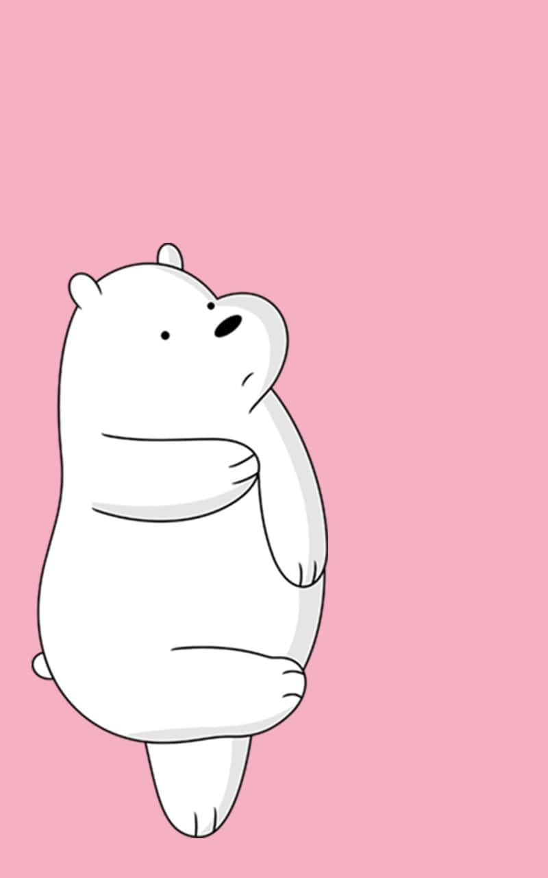 cartoon polar bear, white cartoon bear, solid pink background, HD Phone Wallpaper