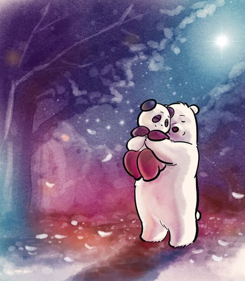Cartoon Polar Bear, iceberg, starry twilight sky, SD Phone Wallpaper