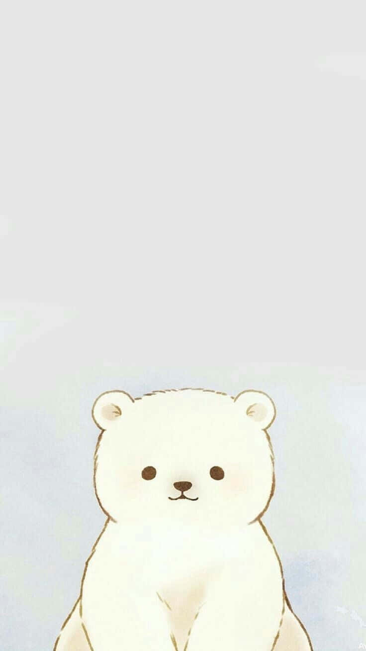 cartoon polar bear, white polar bear, soft pastel gradient background, HD Phone Wallpaper