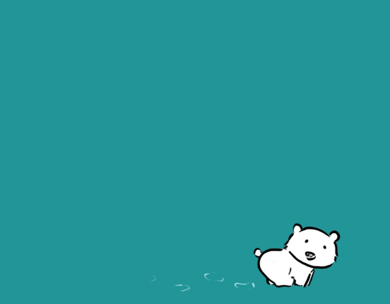 cartoon polar bear, teal background, footprints, HD Desktop Wallpaper