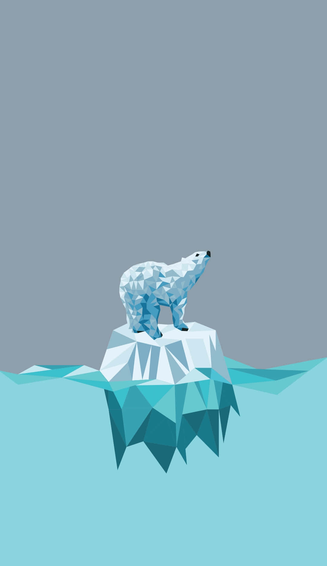 cartoon polar bear, low poly, geometric iceberg, HD Phone Wallpaper