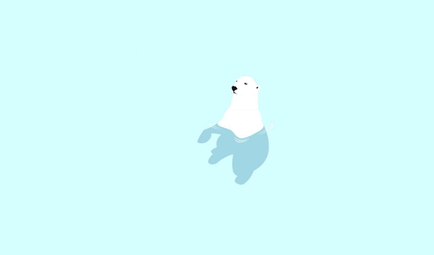 cartoon polar bear, white polar bear, soft cyan background, HD Desktop Wallpaper