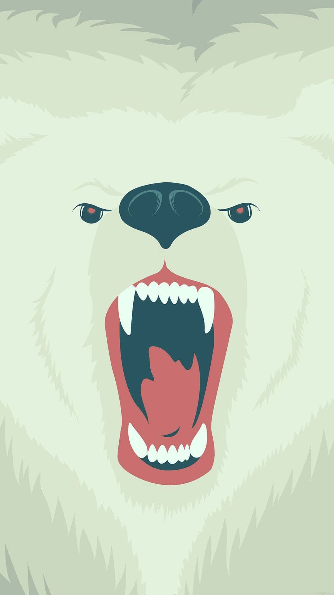 cartoon polar bear, pale green background, stylized polar bear, Full HD Phone Wallpaper