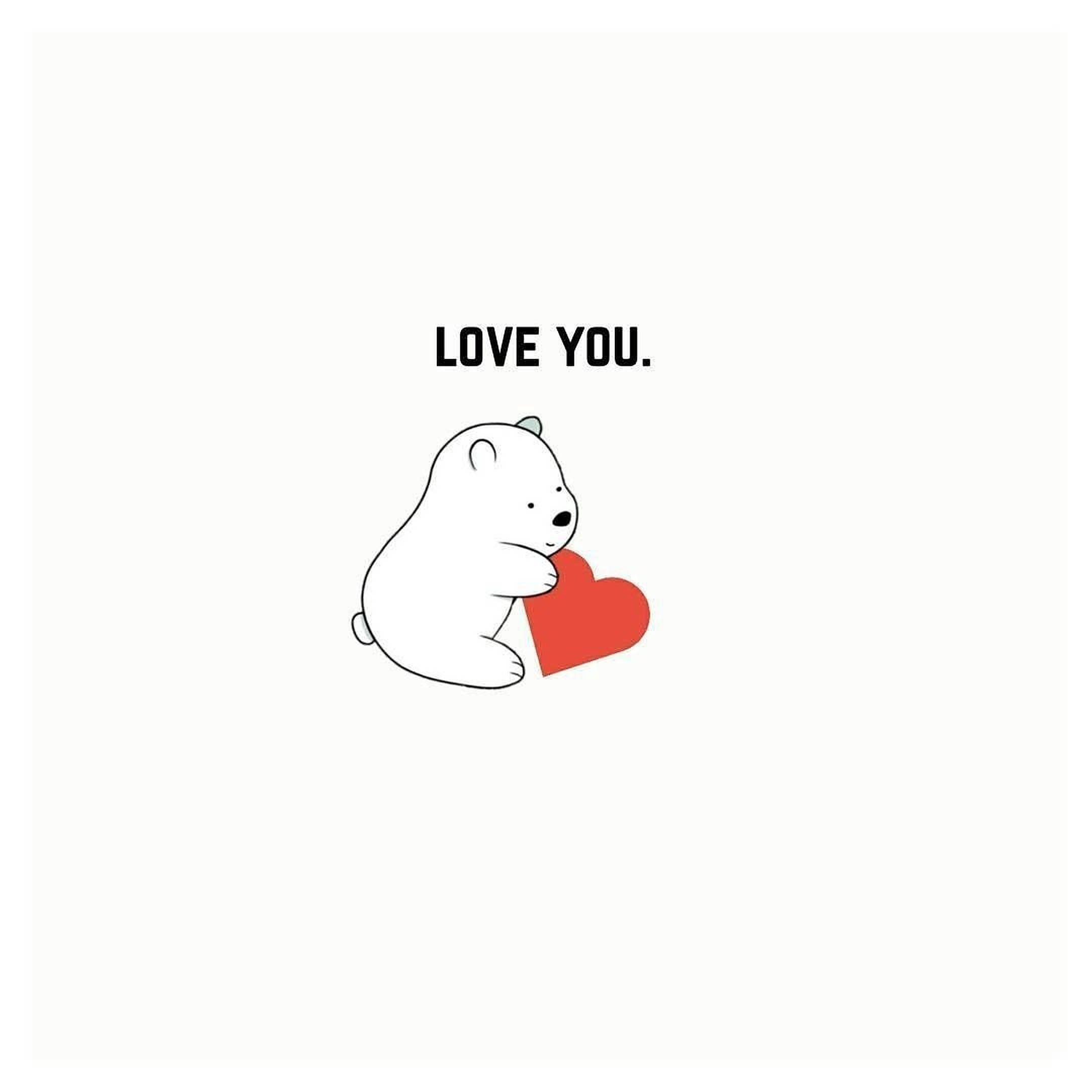 polar bear, red heart, LOVE YOU, Full HD Desktop Wallpaper