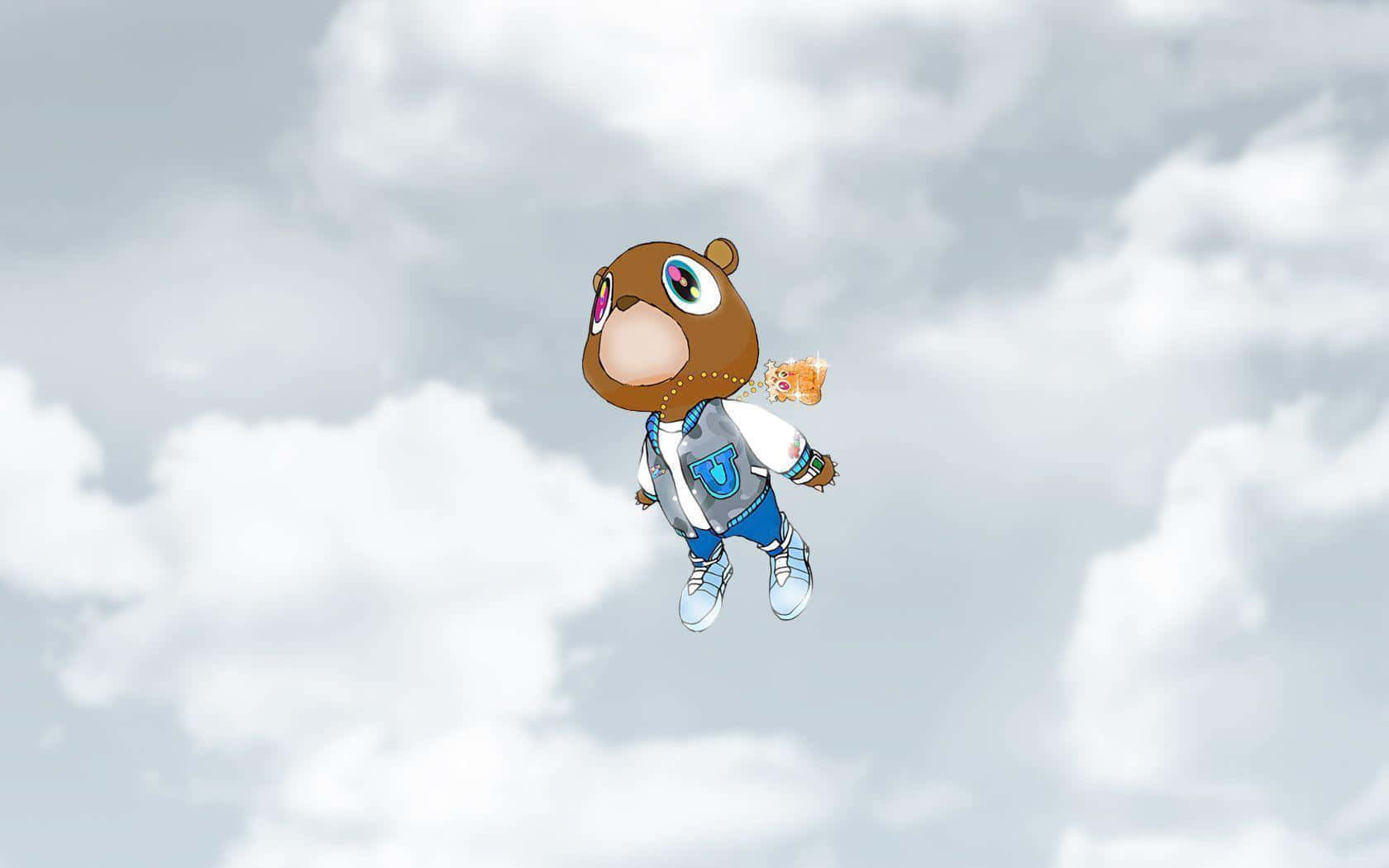 cartoon bear, white jacket, blue pants, HD Desktop Wallpaper