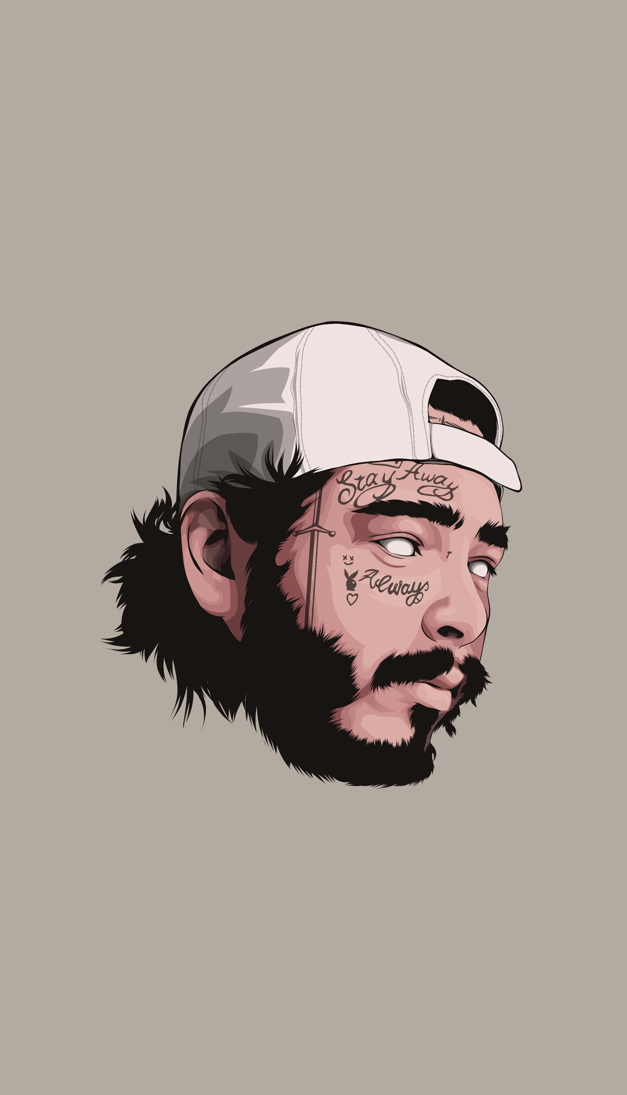 cartoon rapper, bearded man, tattoos, 2K Phone Wallpaper