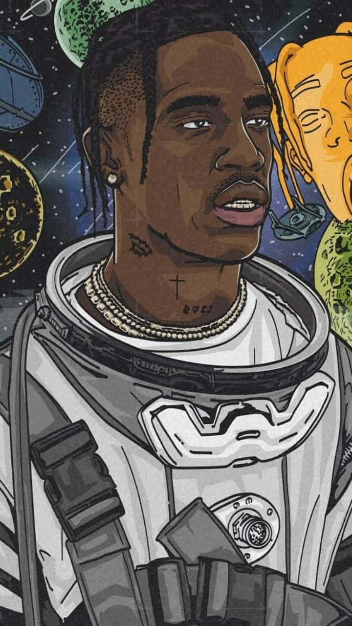 Cartoon Rapper, astronaut suit, cosmic backdrop, HD Phone Wallpaper