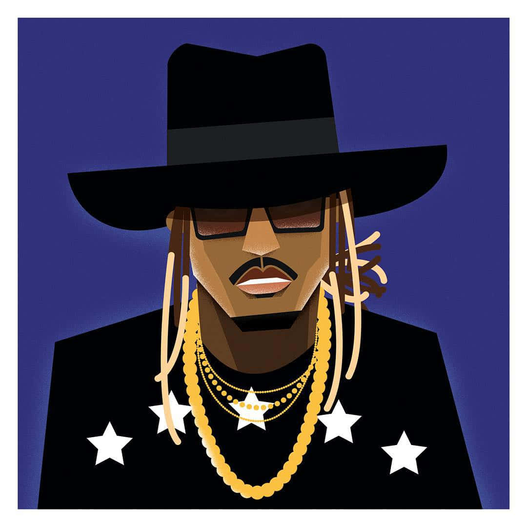 Cartoon Rapper, black fedora, sunglasses, SD Desktop Wallpaper