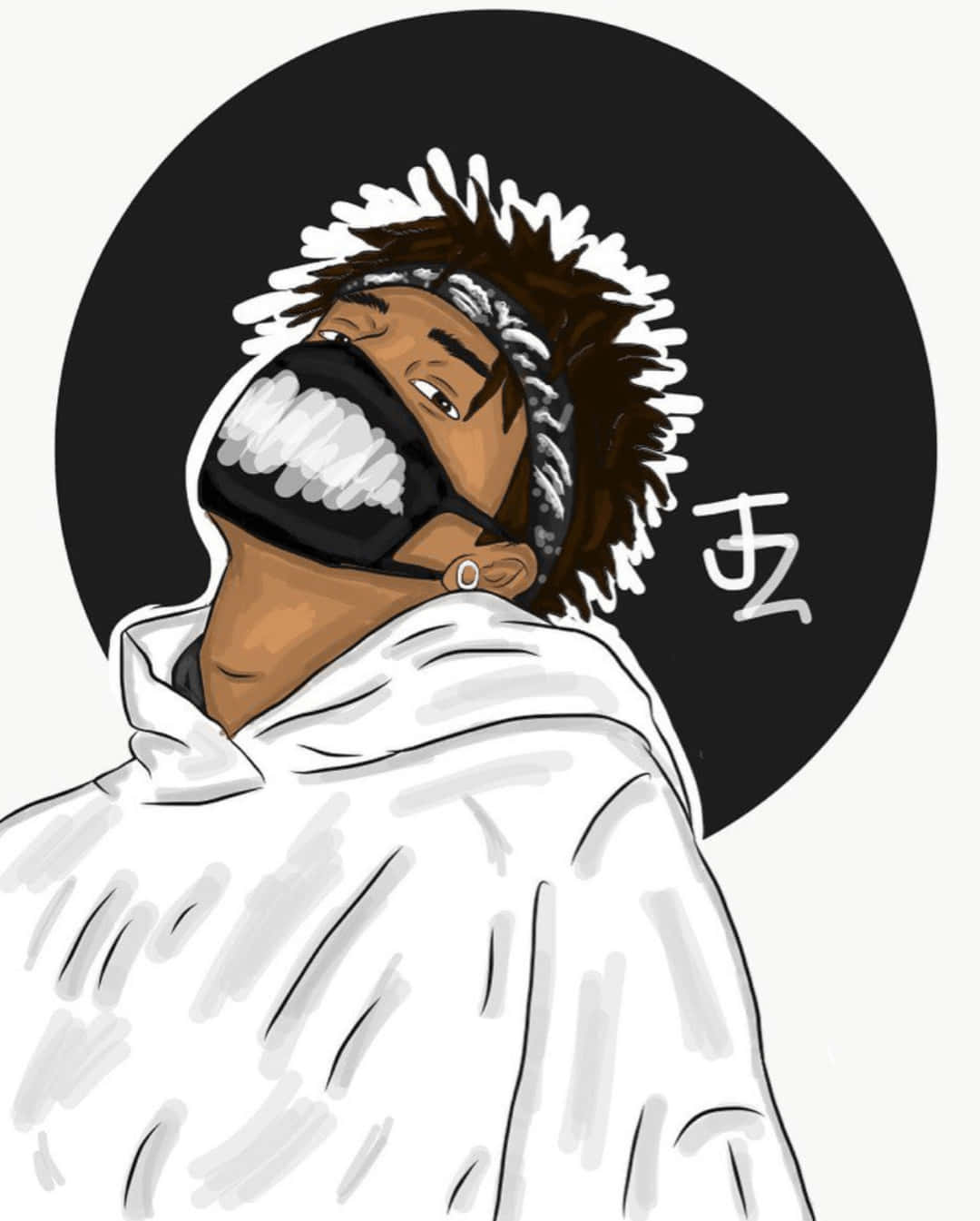 Cartoon Rapper, black mask, white hoodie, HD Phone Wallpaper