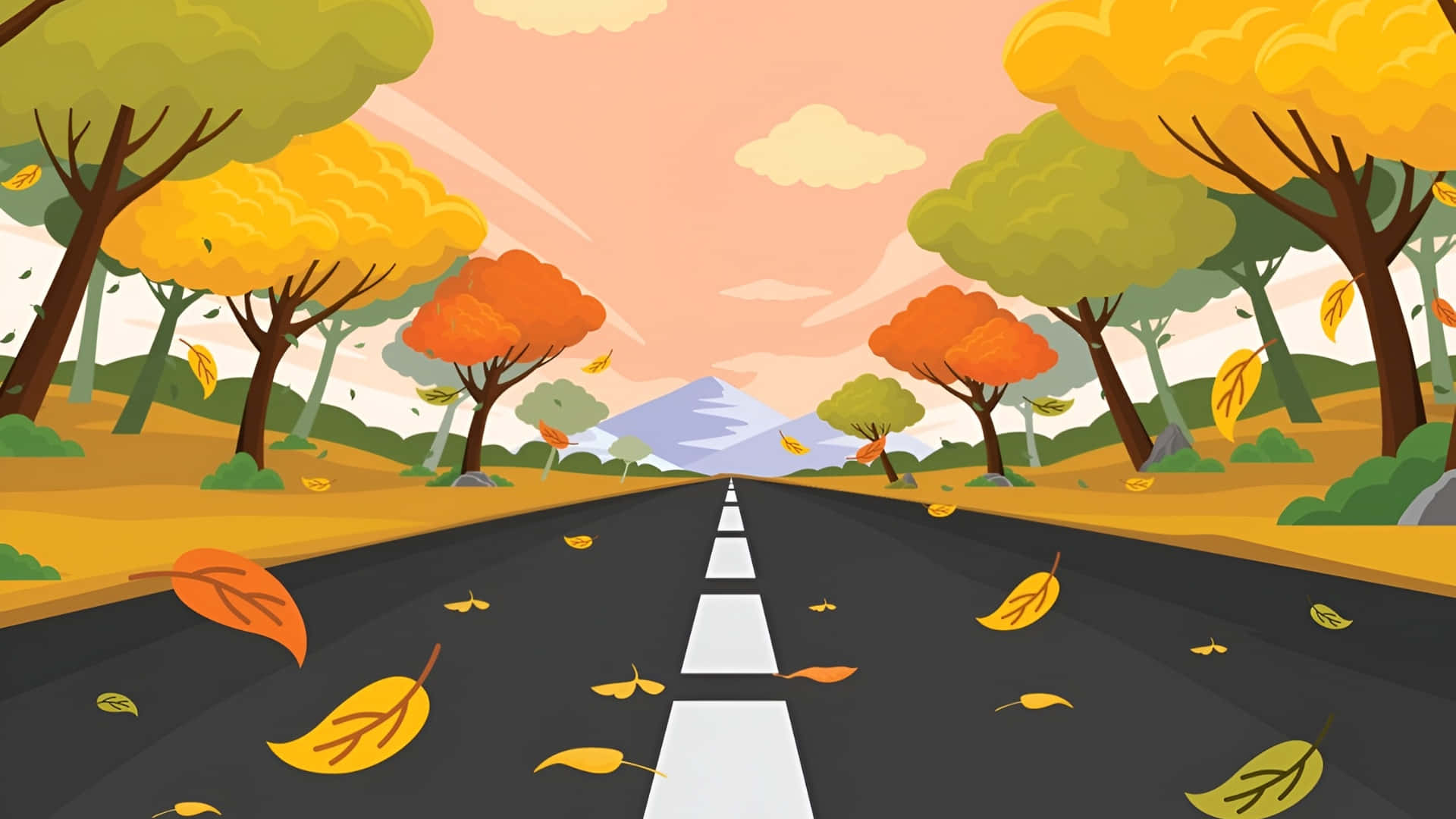 autumn forest, winding road, colorful trees, Full HD Desktop Wallpaper