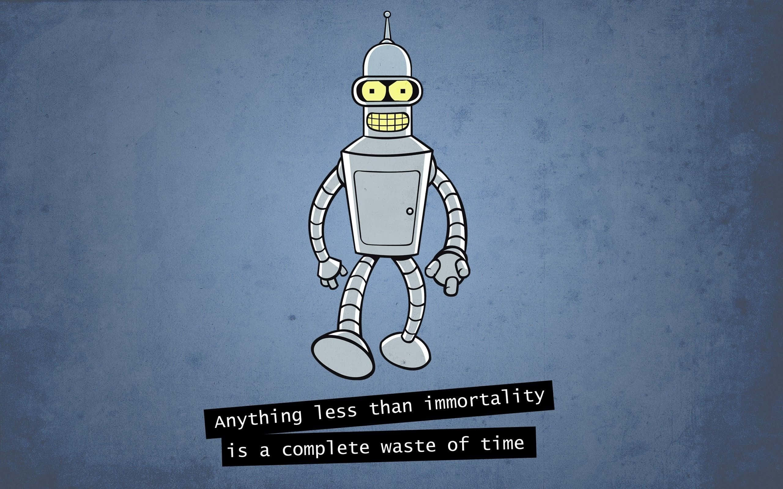 Cartoon Robot, yellow eyes, grin, 2K Desktop Wallpaper
