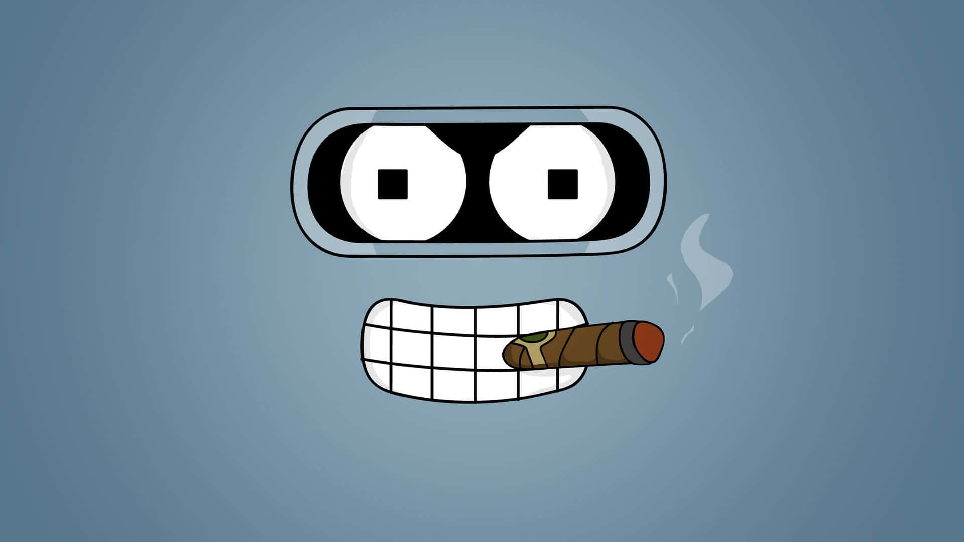 cartoon robot, blue gradient background, wide eyes, Full HD Desktop Wallpaper