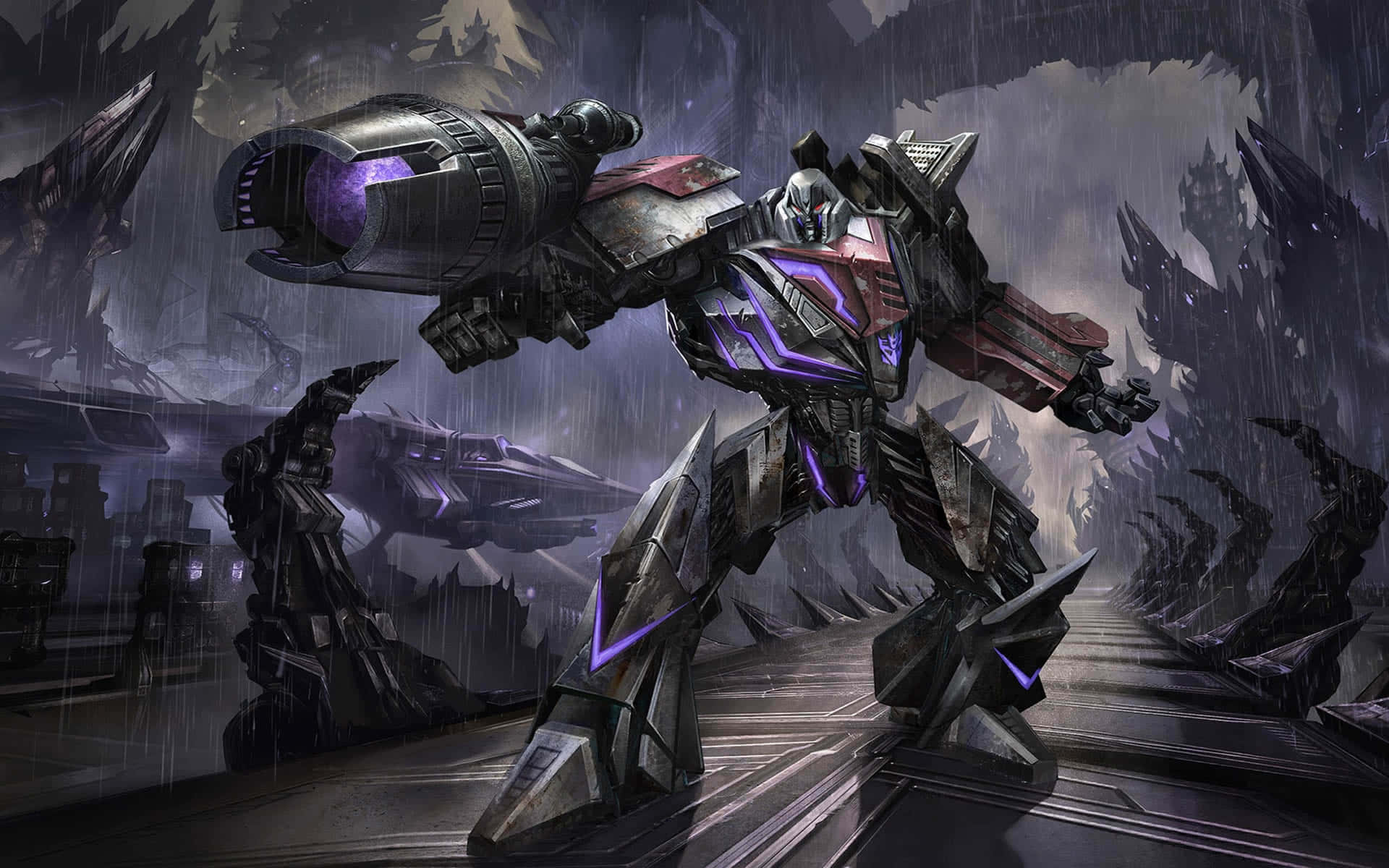 cartoon robot, purple, black, Full HD Desktop Wallpaper