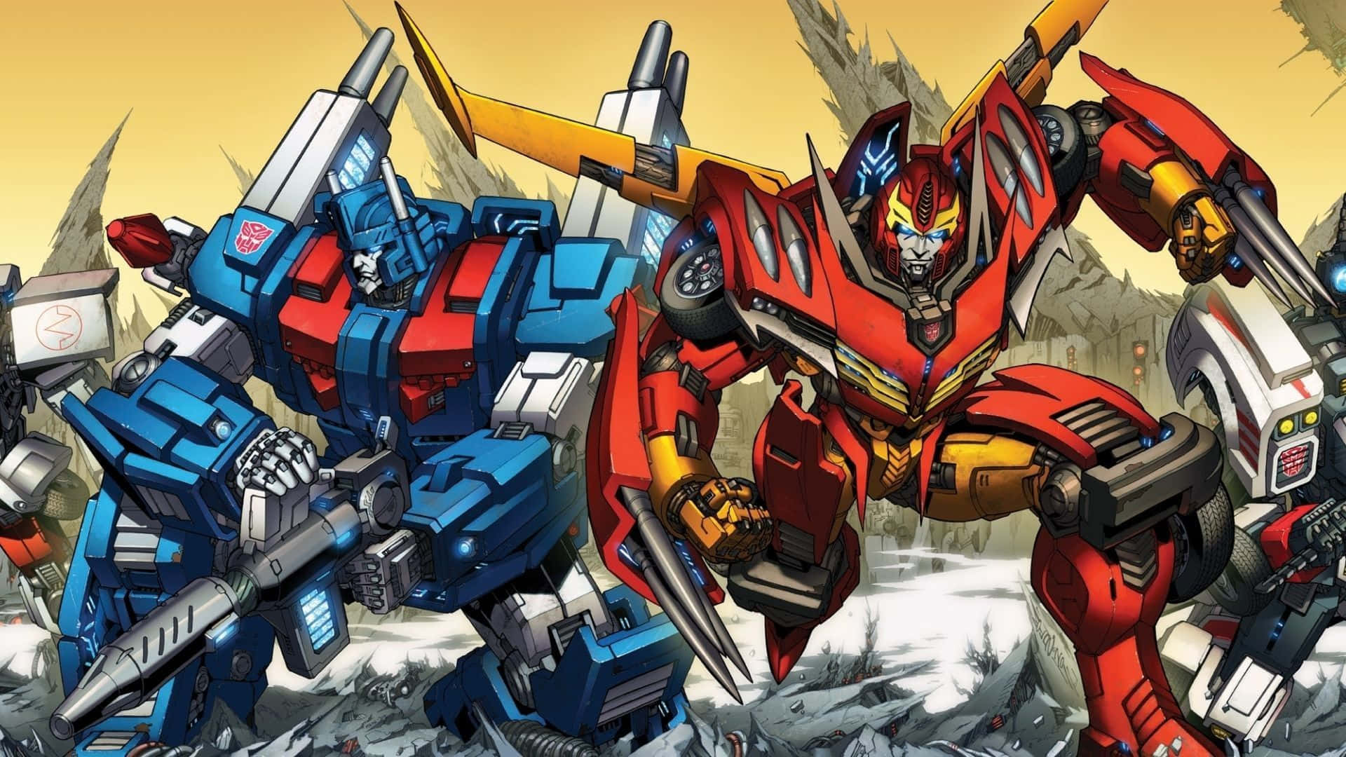 Cartoon Robot, red, blue, Full HD Desktop Wallpaper