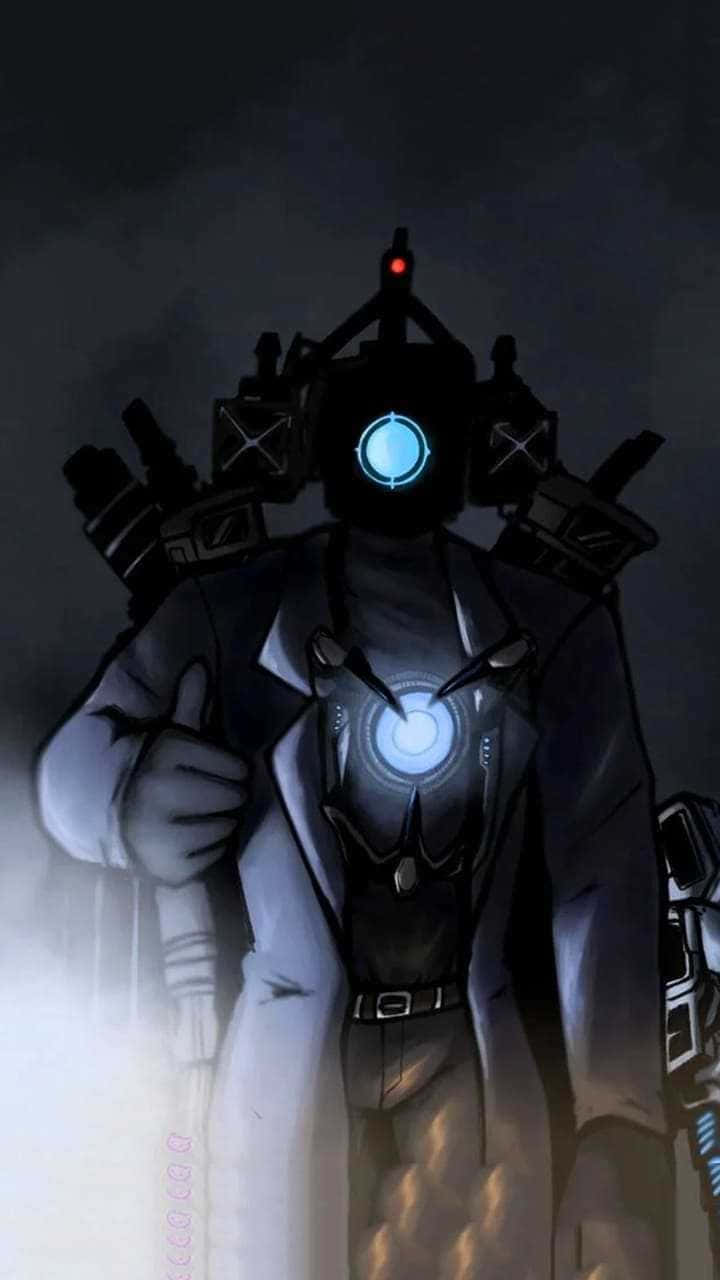 futuristic robot, glowing blue circular eyes, chest light, HD Phone Wallpaper