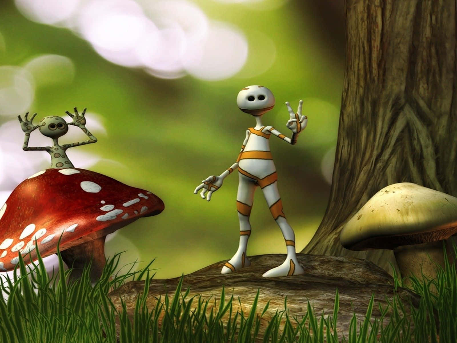 cartoon sci-fi, robot, alien, HD Desktop Wallpaper