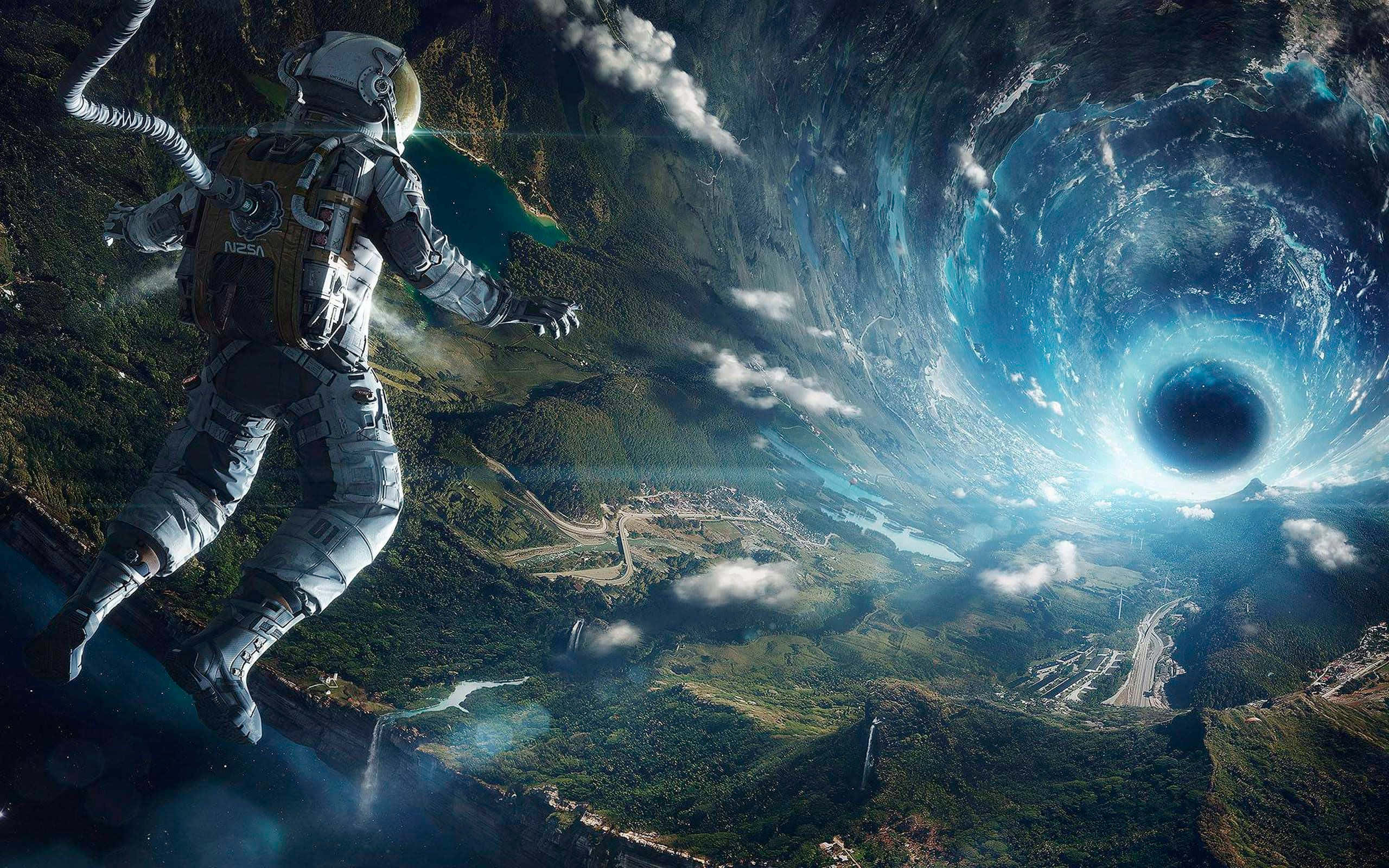 cartoon sci-fi, astronaut, lush green planet, 2K Desktop Wallpaper