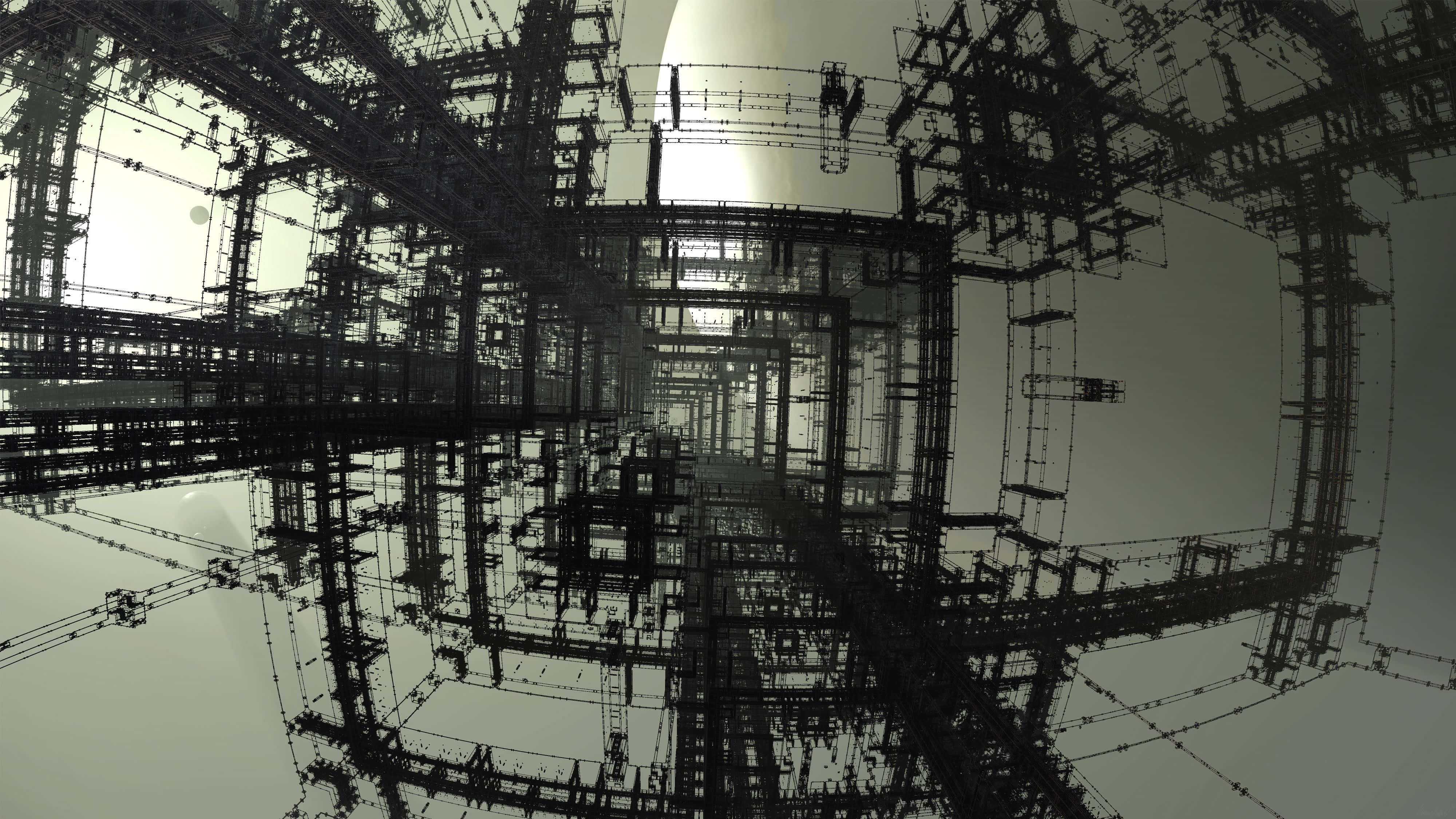 cartoon sci fi, 4000 x 2250, black geometric structures, 4K Desktop Wallpaper