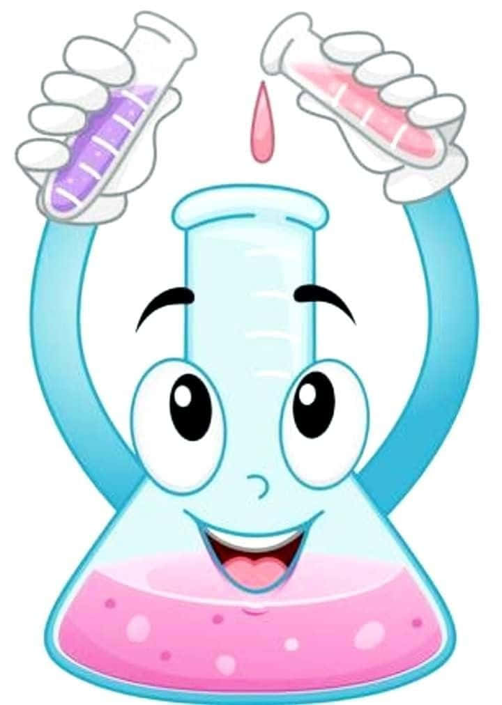 cartoon beaker, test tubes, pink and purple liquids, SD Phone Wallpaper