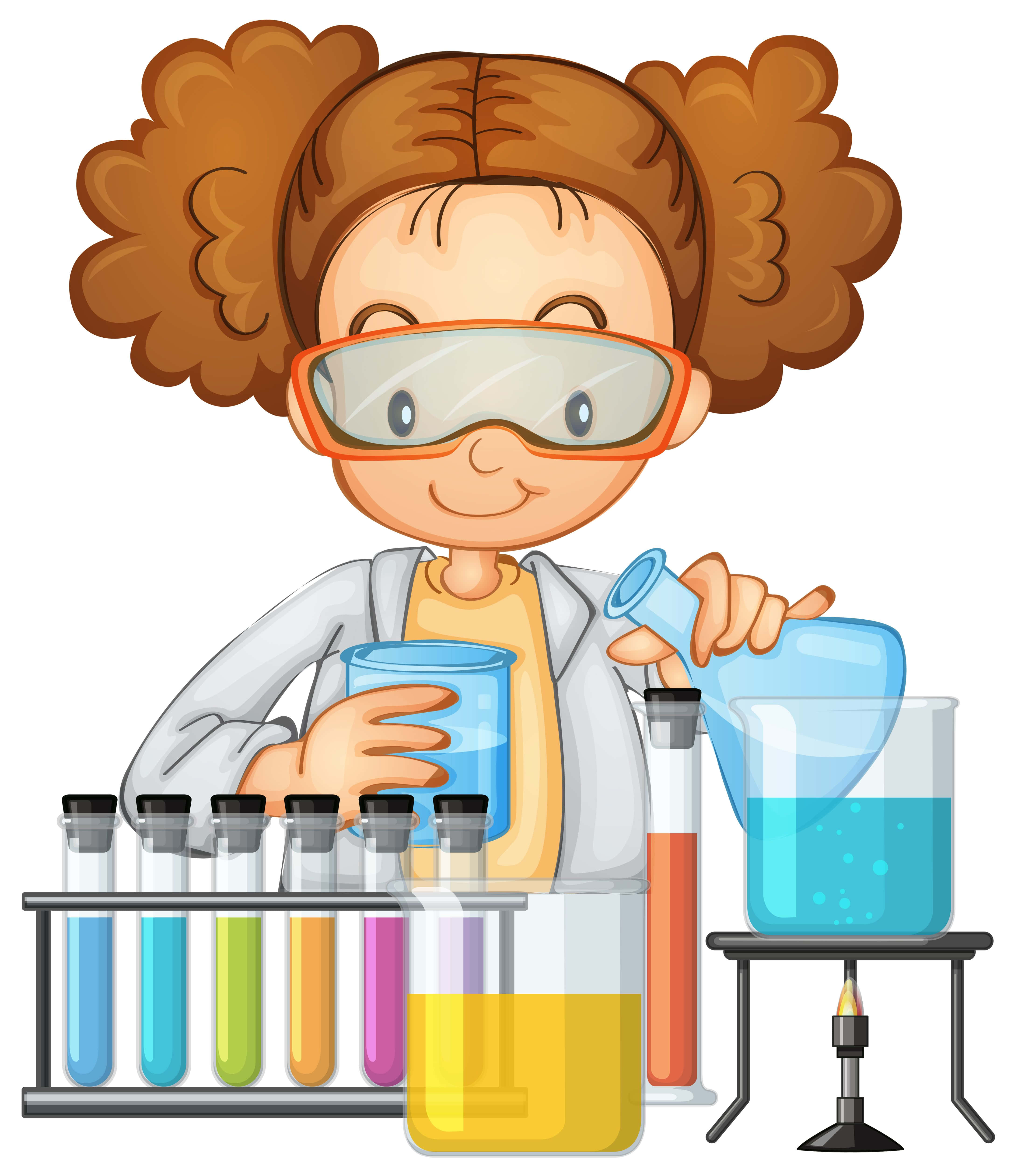 Cartoon Science, blue liquid, beaker, 4K Phone Wallpaper