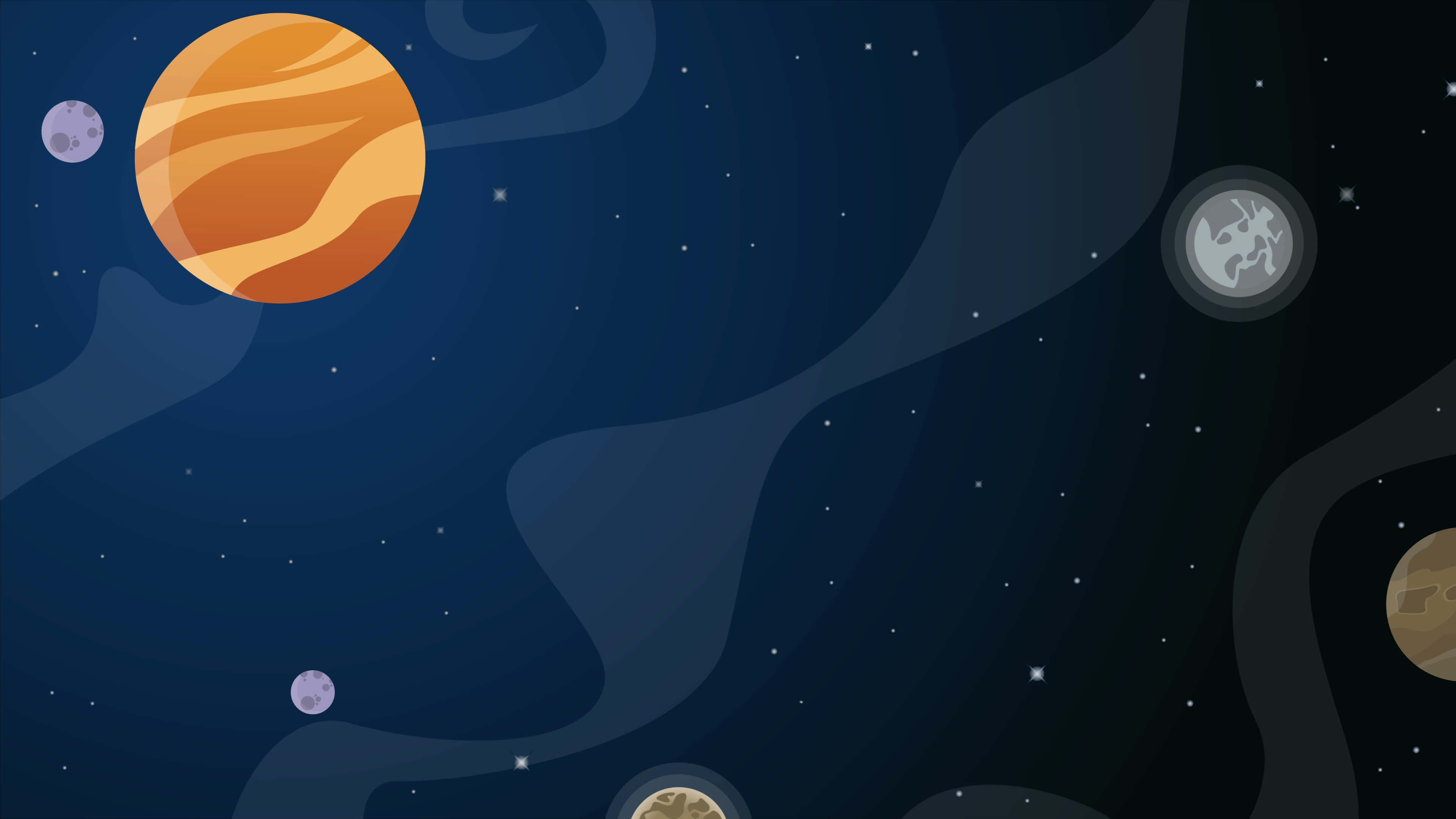 Cartoon Science, 3840 x 2160, orange planet, 4K Desktop Wallpaper