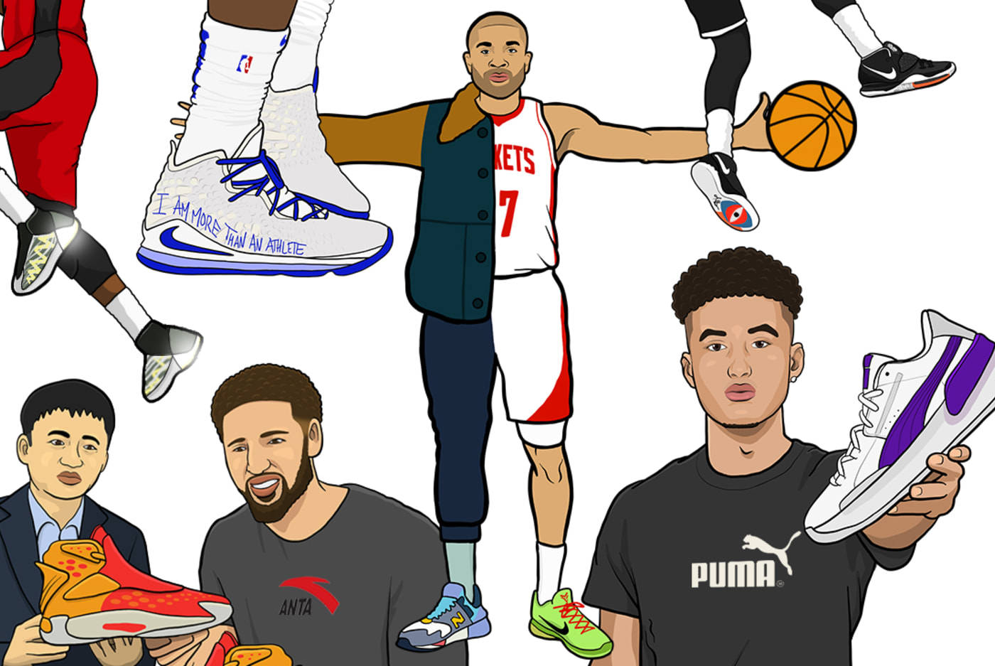 Cartoon Sneakers, basketball players, sneakers, HD Desktop Wallpaper