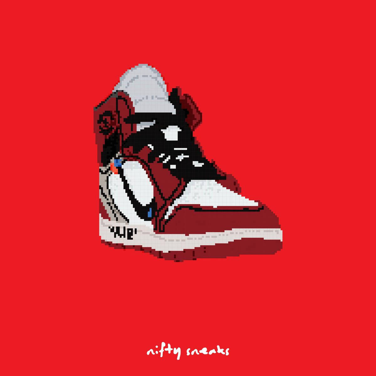 Cartoon Sneaker, red white and black, pixel-art, SD Desktop Wallpaper
