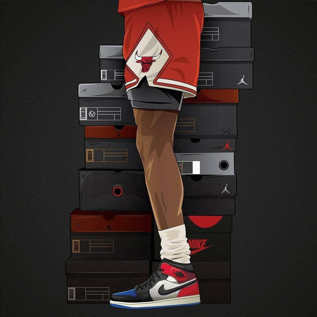 Cartoon Sneaker, red Bulls shorts, sneaker boxes, SD Desktop Wallpaper