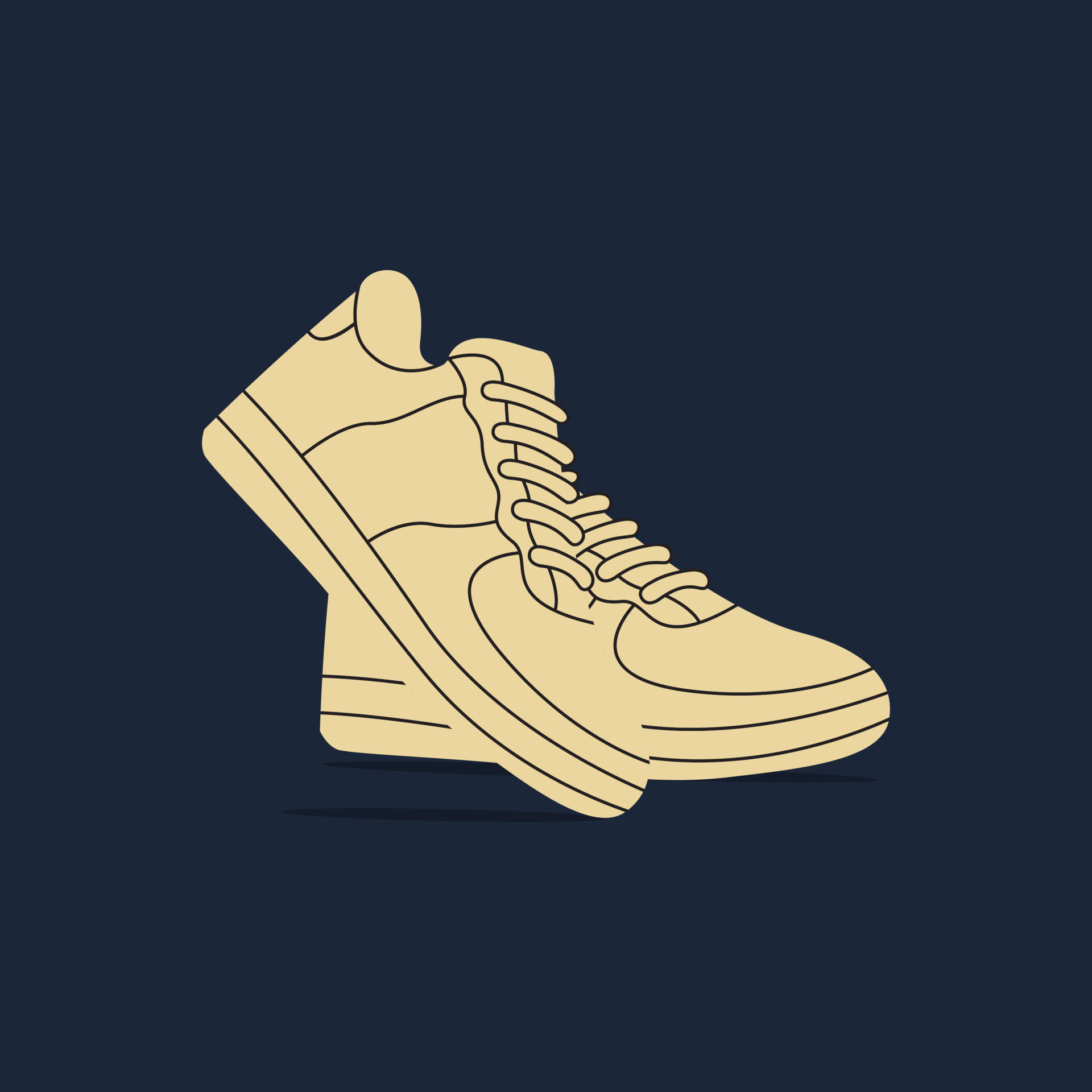 minimalist, beige high-top sneaker, black outline, Full HD Desktop Wallpaper