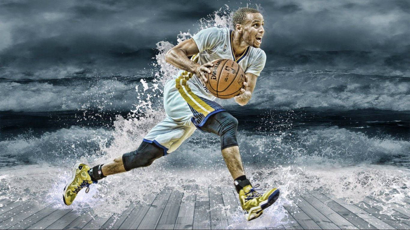 Stephen Curry, white water splash, ocean waves, HD Desktop Wallpaper