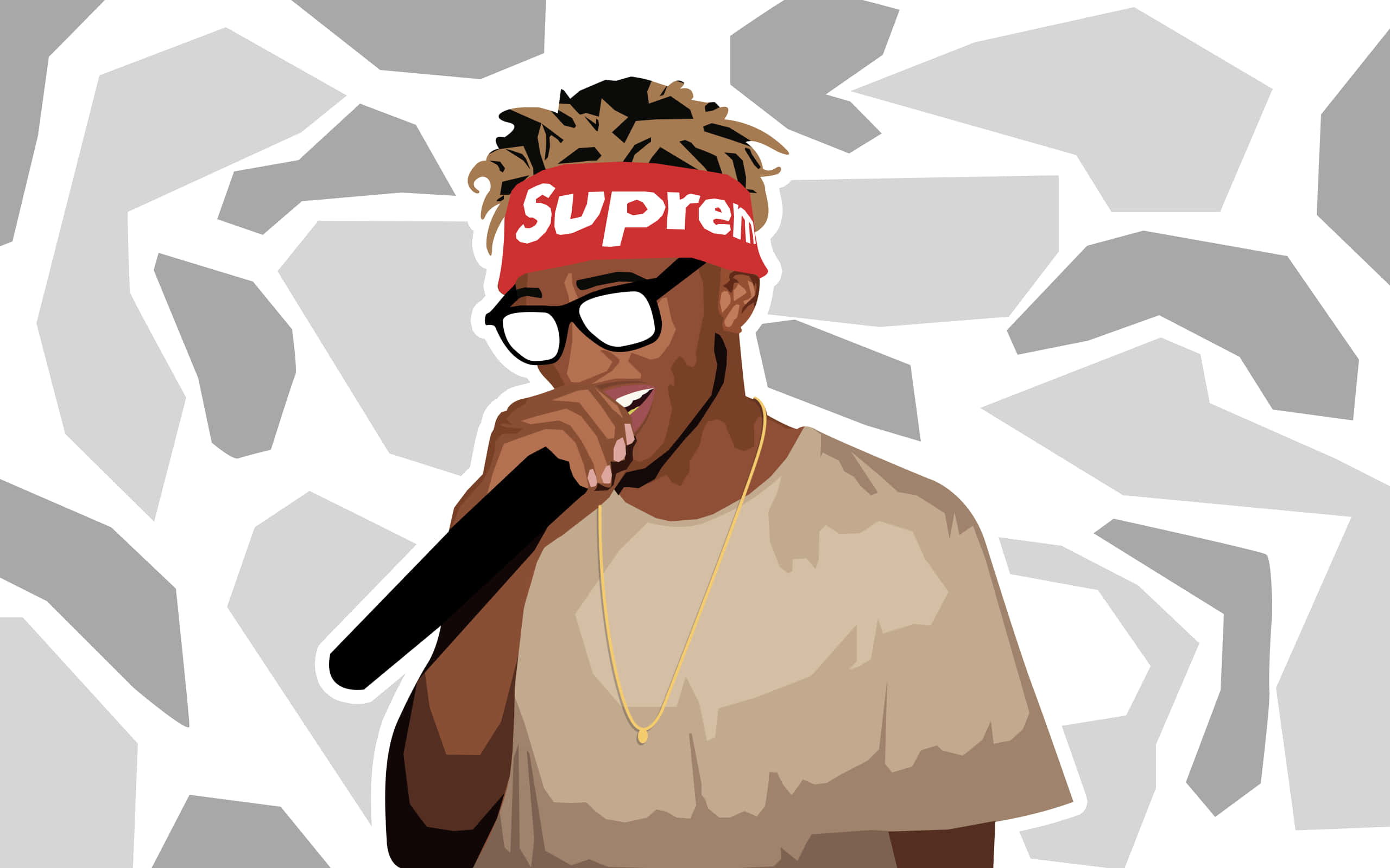 Supreme, red Supreme headband, glasses, 2K Desktop Wallpaper