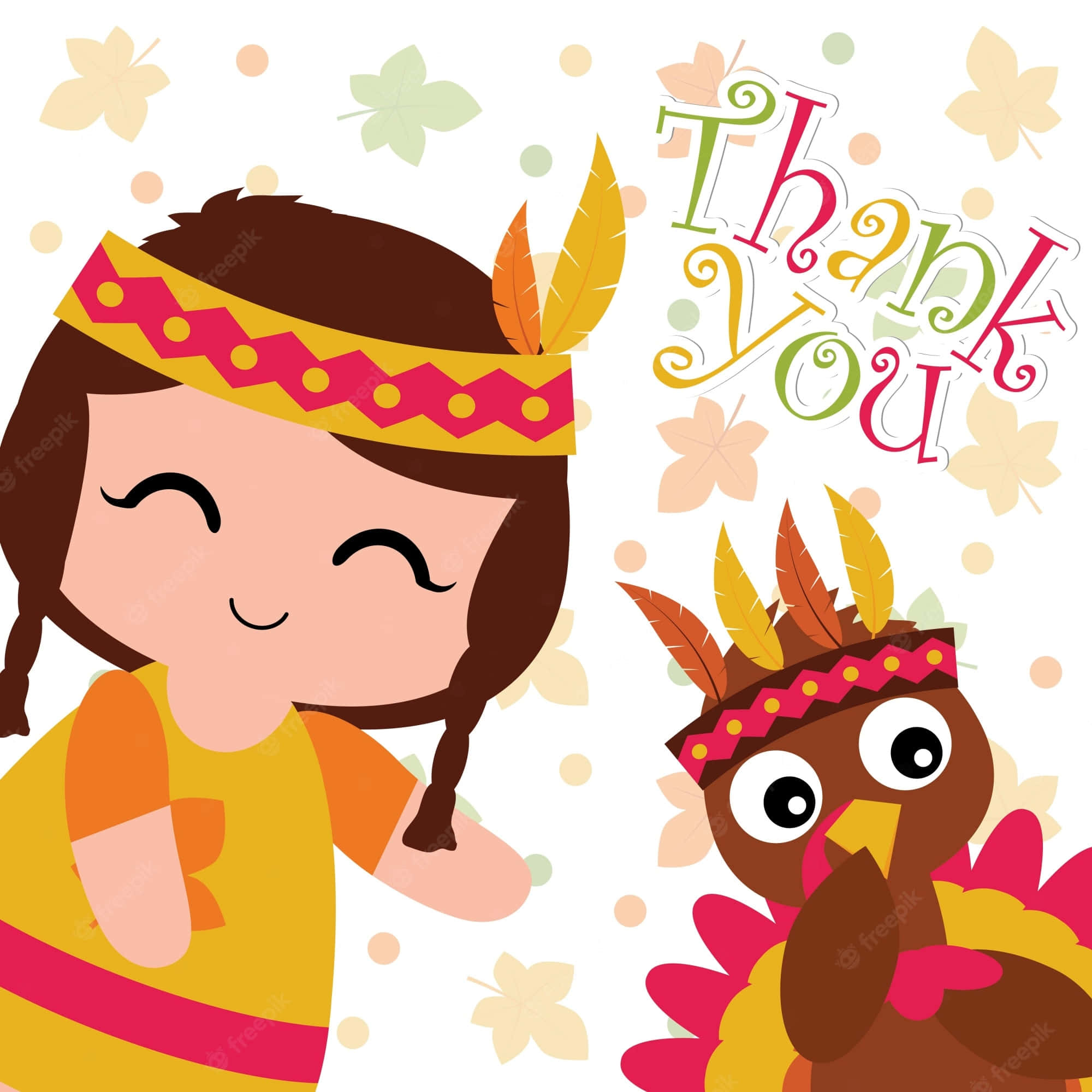 cartoon girl, turkey, feathered headbands, Full HD Desktop Wallpaper