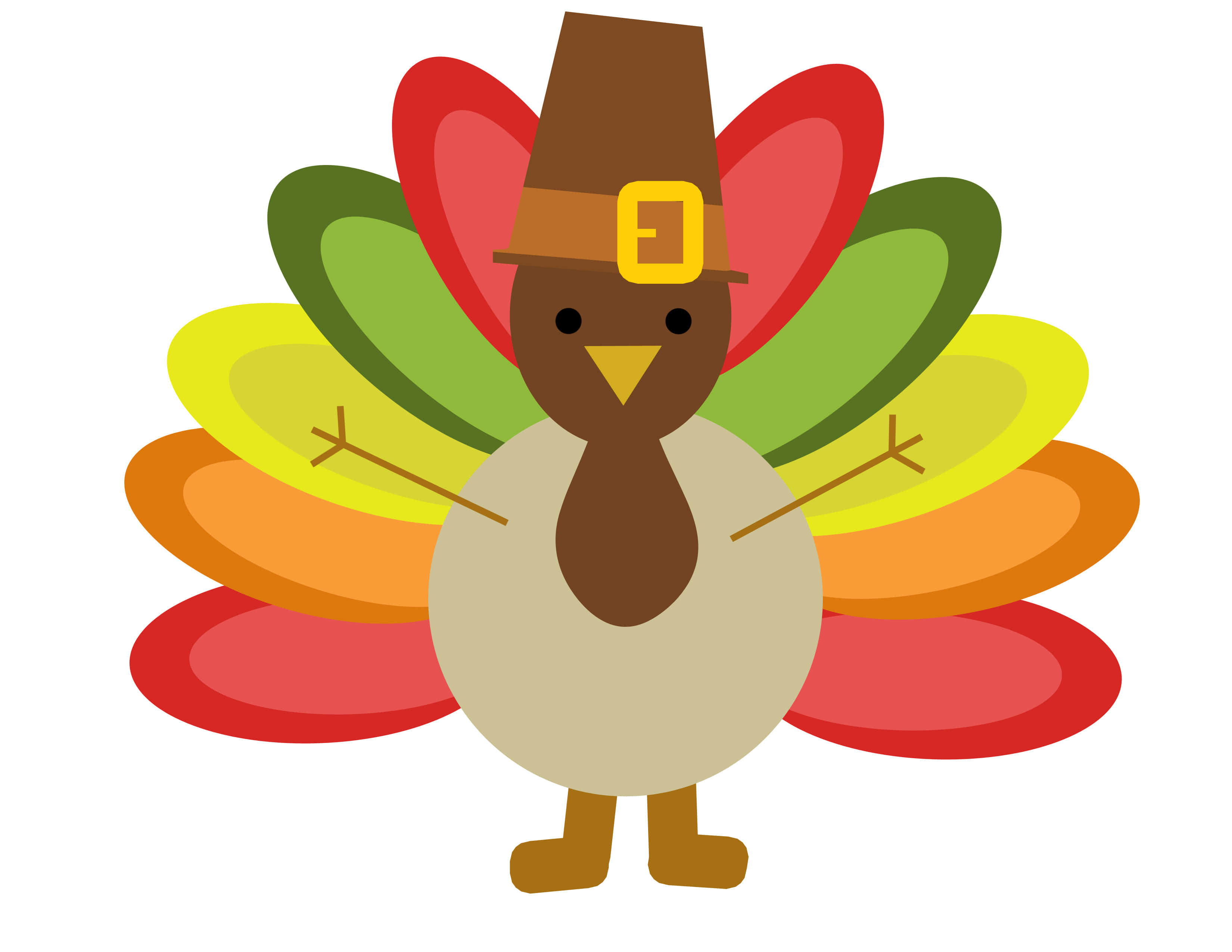 Cartoon Thanksgiving, turkey, pilgrim hat, 2K Desktop Wallpaper