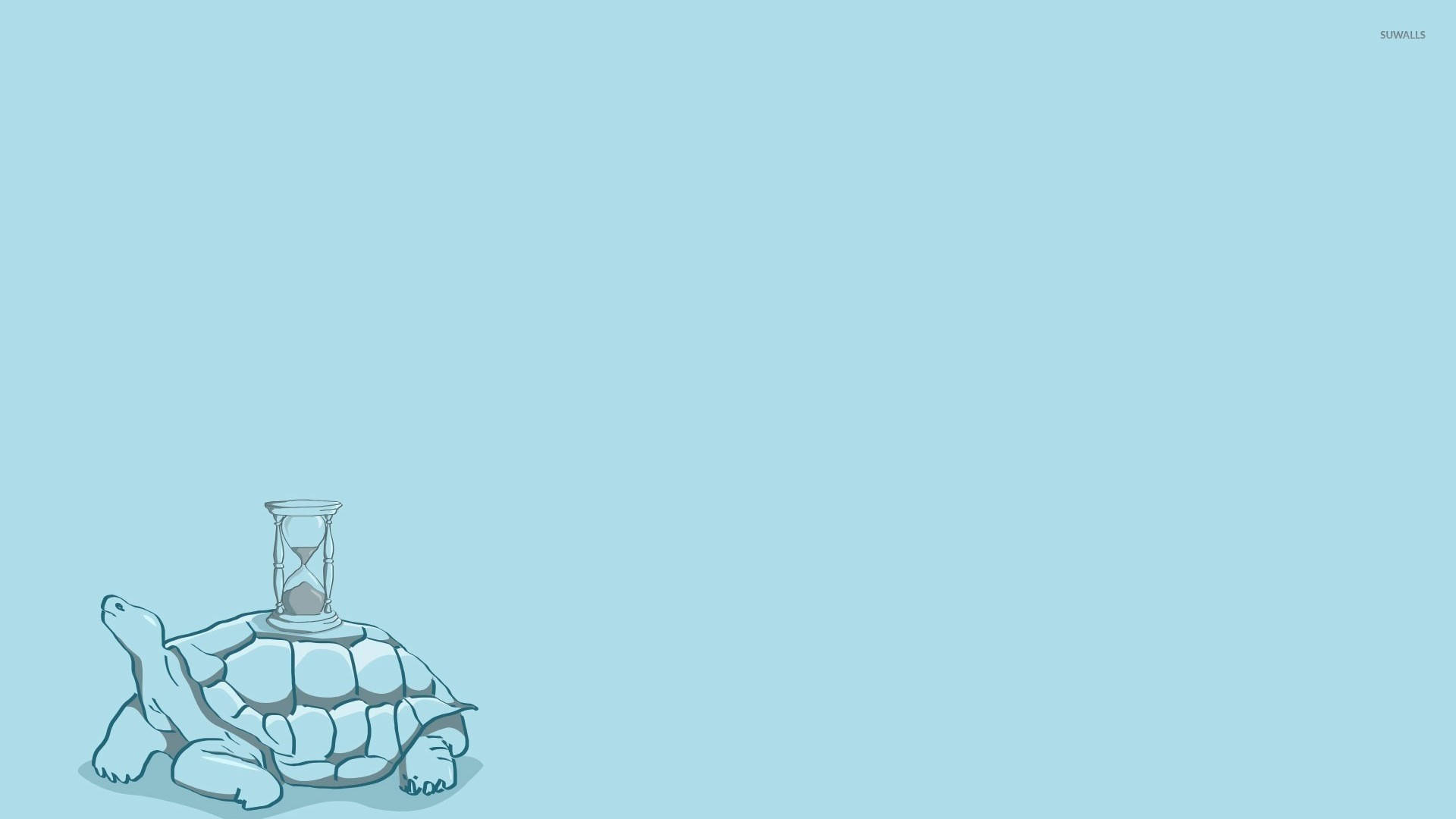 cartoon turtle, hourglass, light blue background, Full HD Desktop Wallpaper