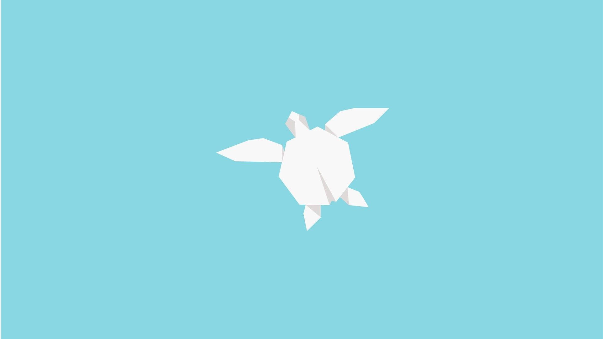 white origami turtle, light blue background, minimalist, Full HD Desktop Wallpaper