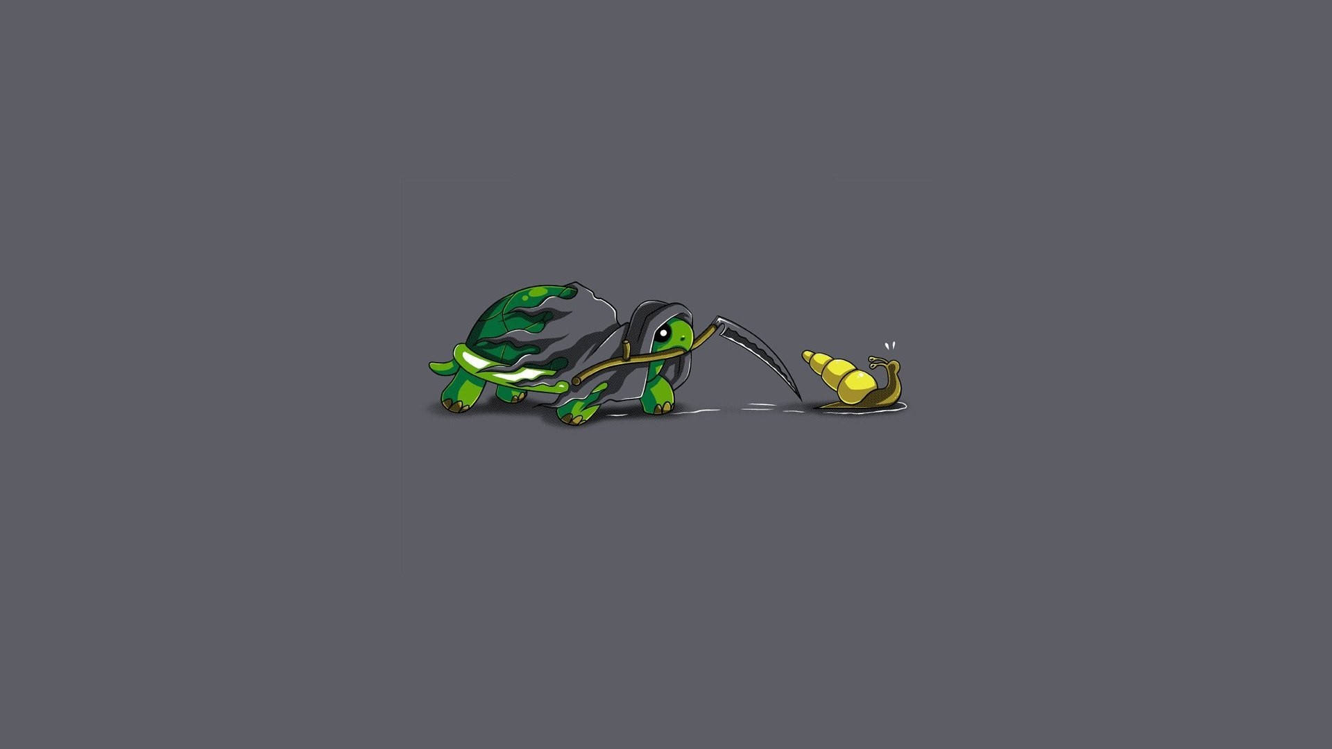 cartoon turtle, black hooded cloak, scythe, Full HD Desktop Wallpaper