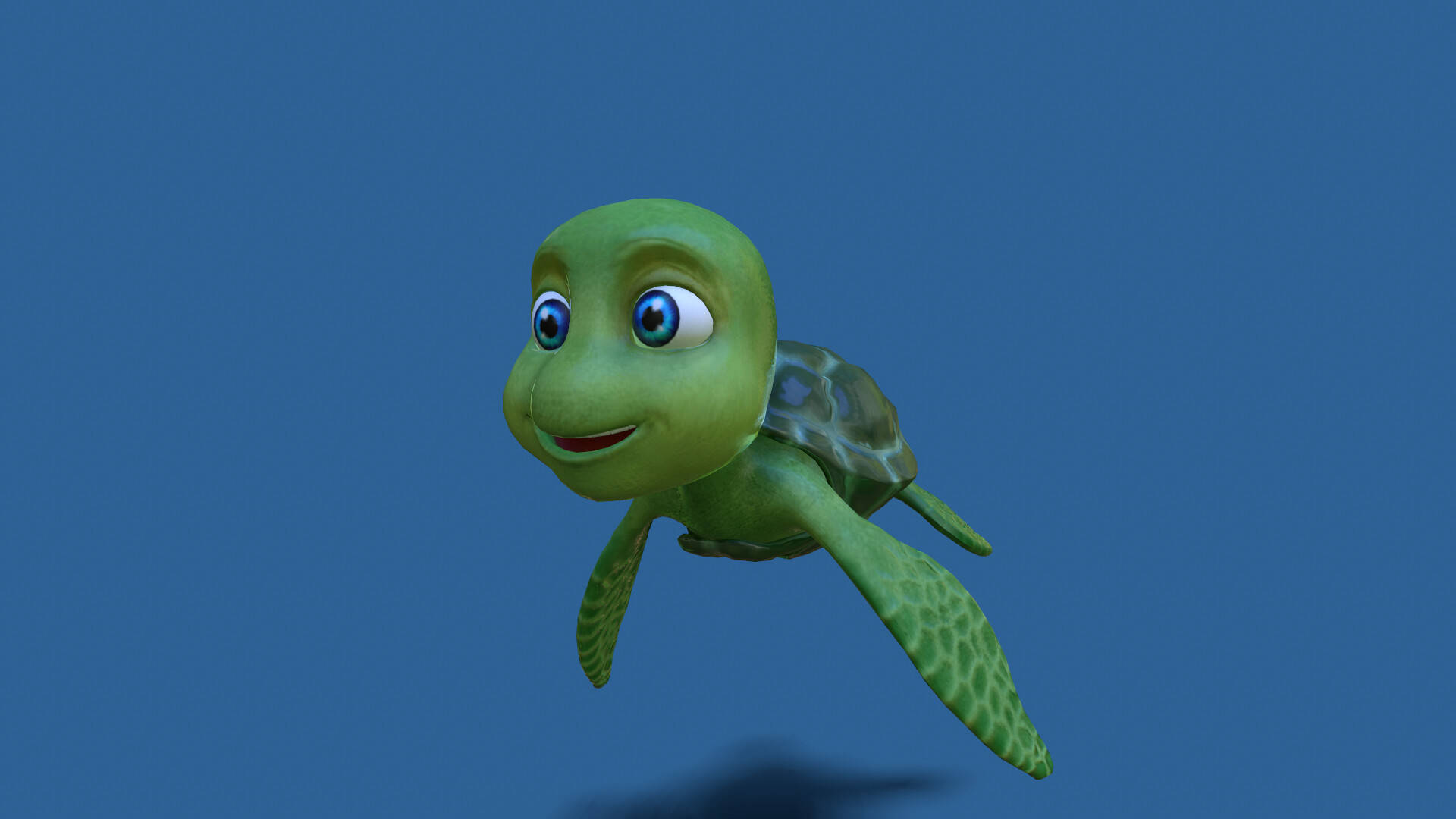 3D, blue-eyed, cartoon turtle, Full HD Desktop Wallpaper