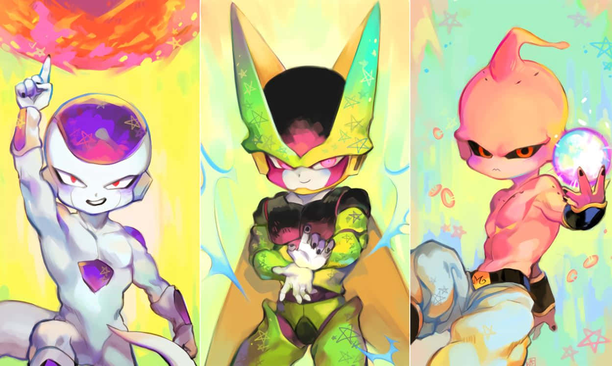 Cartoon Villains, anime characters, glowing energy, SD Desktop Wallpaper