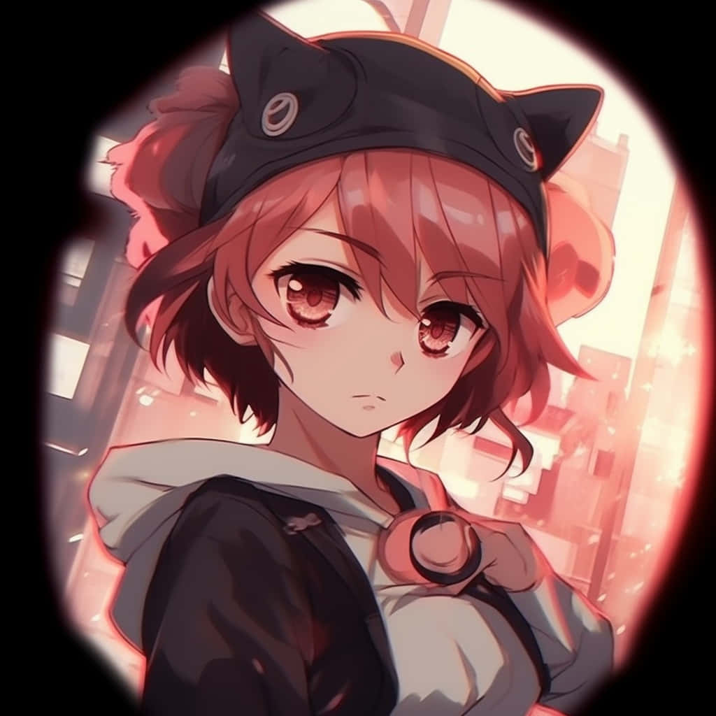 anime style cat ear girl avatar, red hair, cat ears, SD Desktop Wallpaper