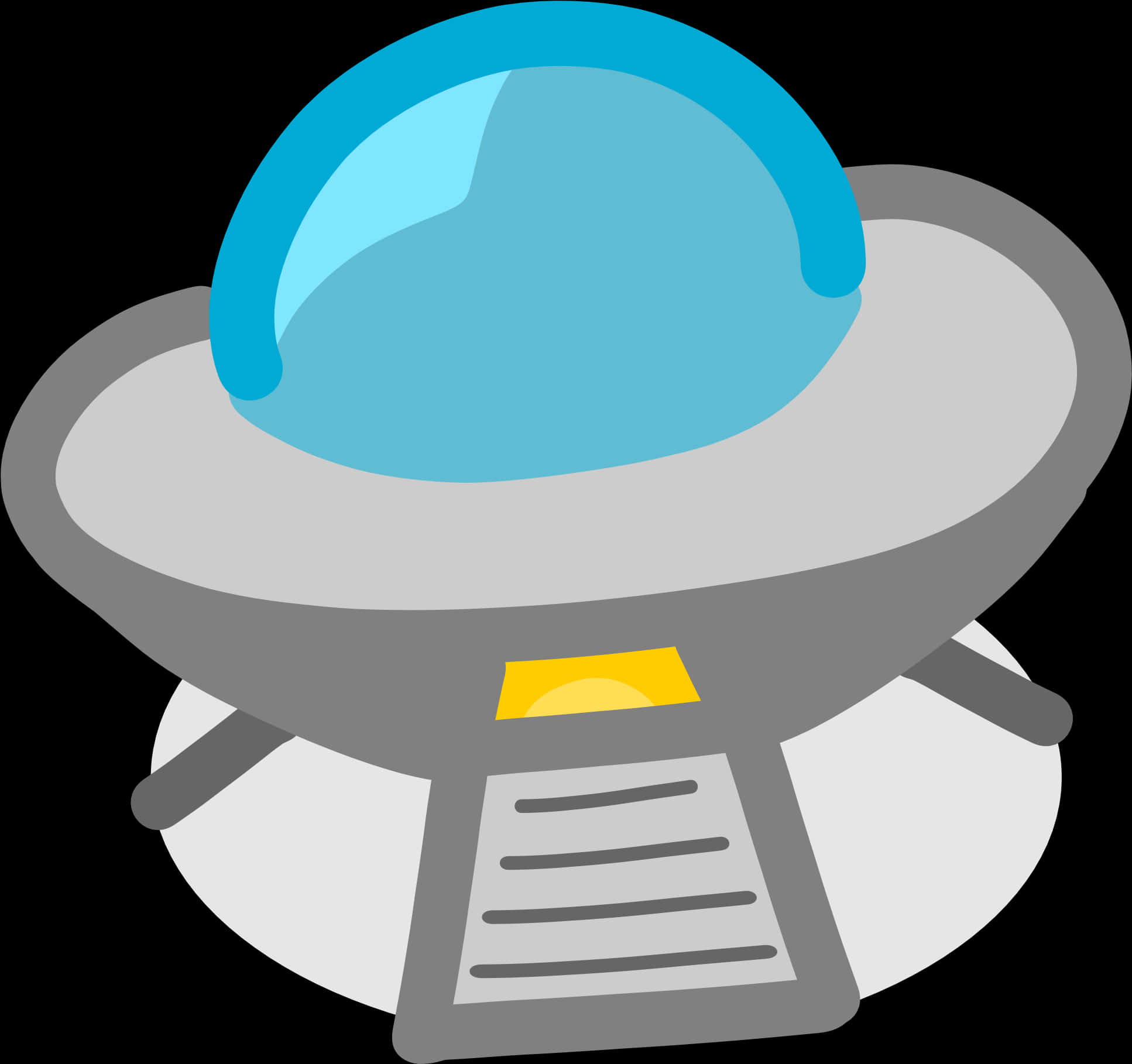 cartoon-style UFO, blue dome, gray body, Full HD Desktop Wallpaper