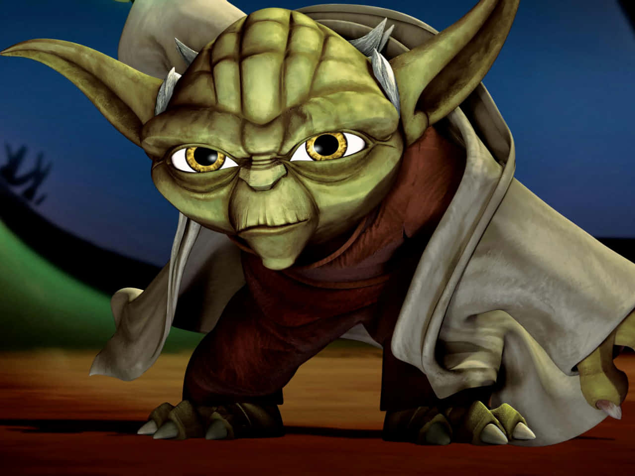 Cartoon Yoda, Yoda, green Jedi Master, HD Desktop Wallpaper