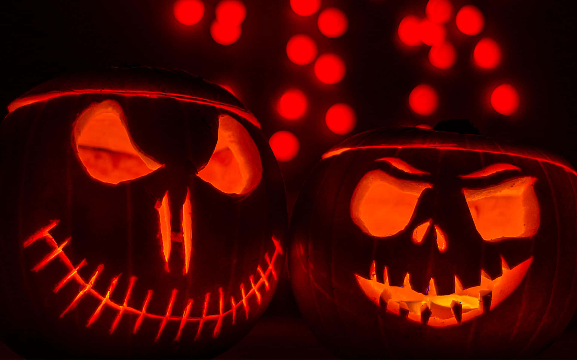 carved pumpkins, evil smiles, glowing jack-o'-lanterns, Full HD Desktop Wallpaper