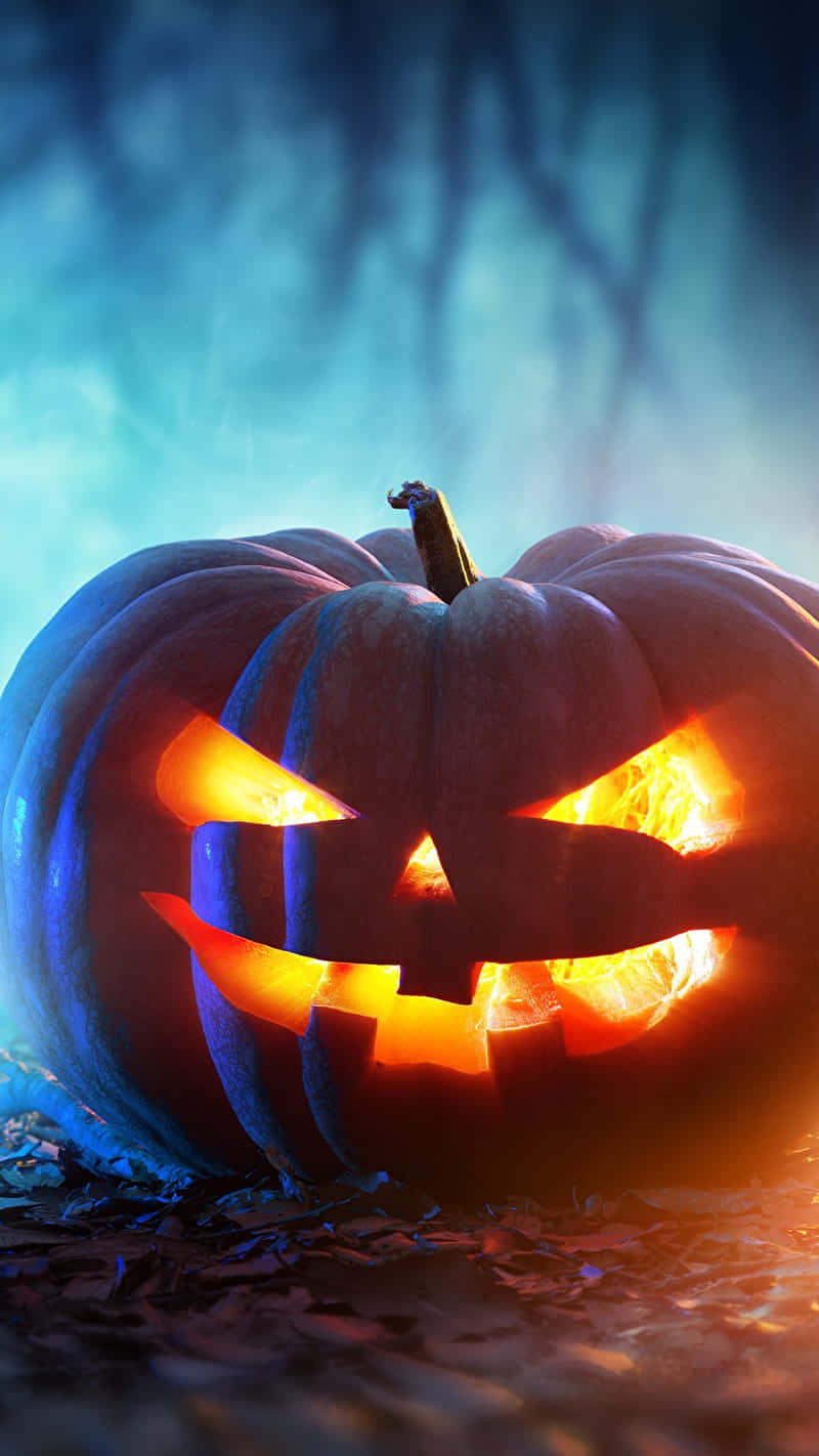 Carved Pumpkin, fiery eyes, grin, HD Phone Wallpaper