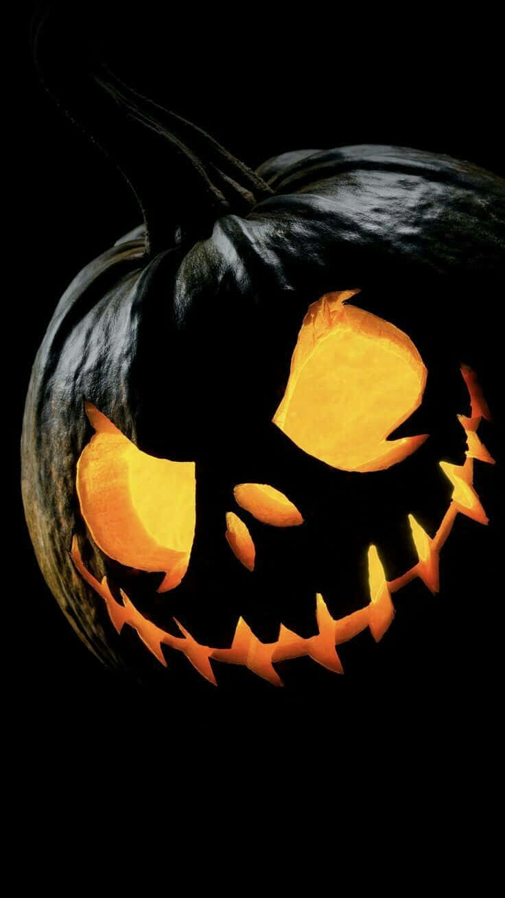 Dark Carved Pumpkin, evil smile, glowing orange eyes, HD Phone Wallpaper