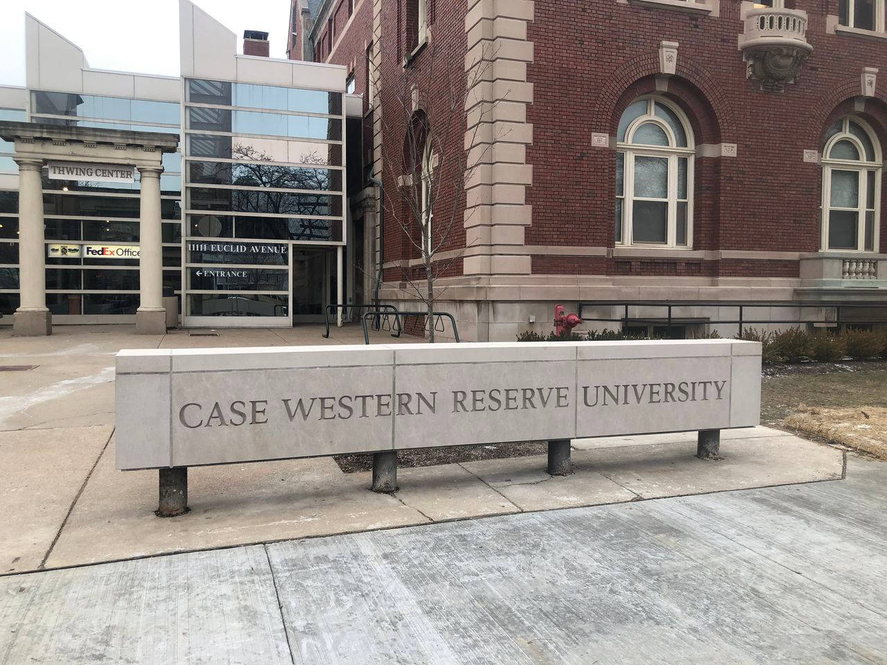 Case Western Reserve University, stone sign, historic brick building, HD Desktop Wallpaper