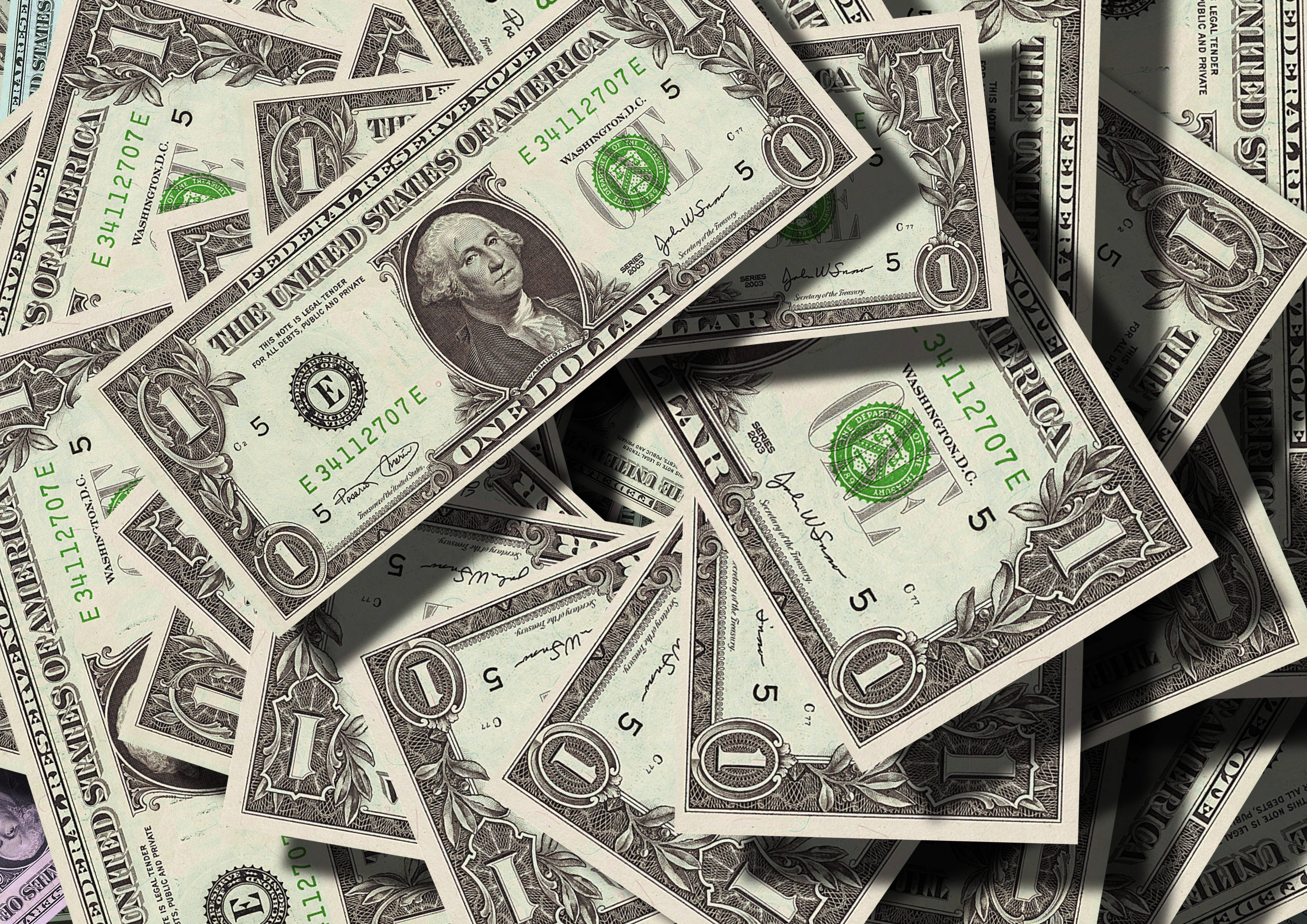 one-dollar bills, green, white, 4K Desktop Wallpaper