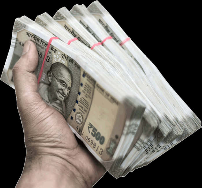 Indian 500 rupee notes, hand, bundles, SD Desktop Wallpaper