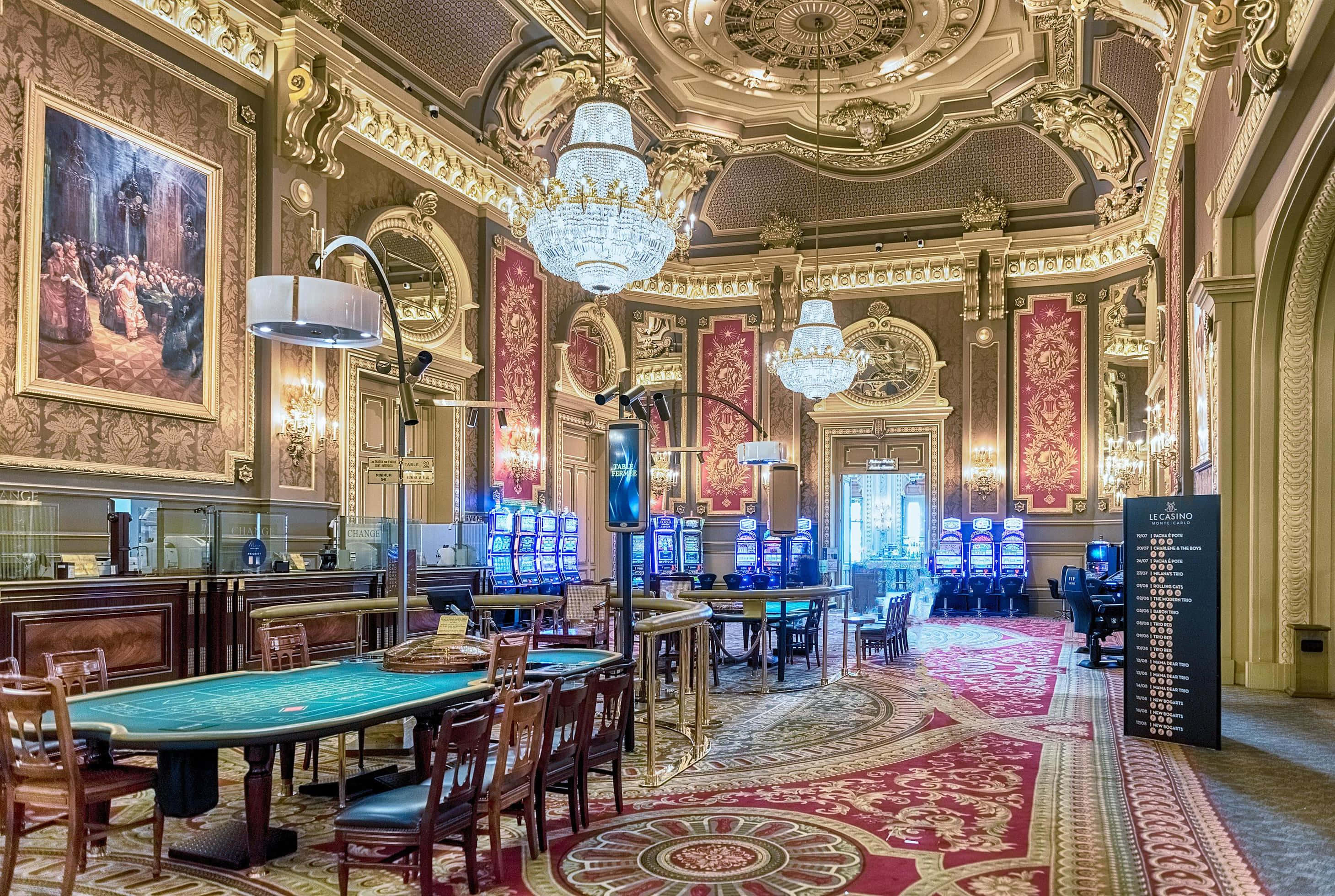Casino De Monte Carlo, gold ceilings, chandeliers, 2K Desktop Wallpaper