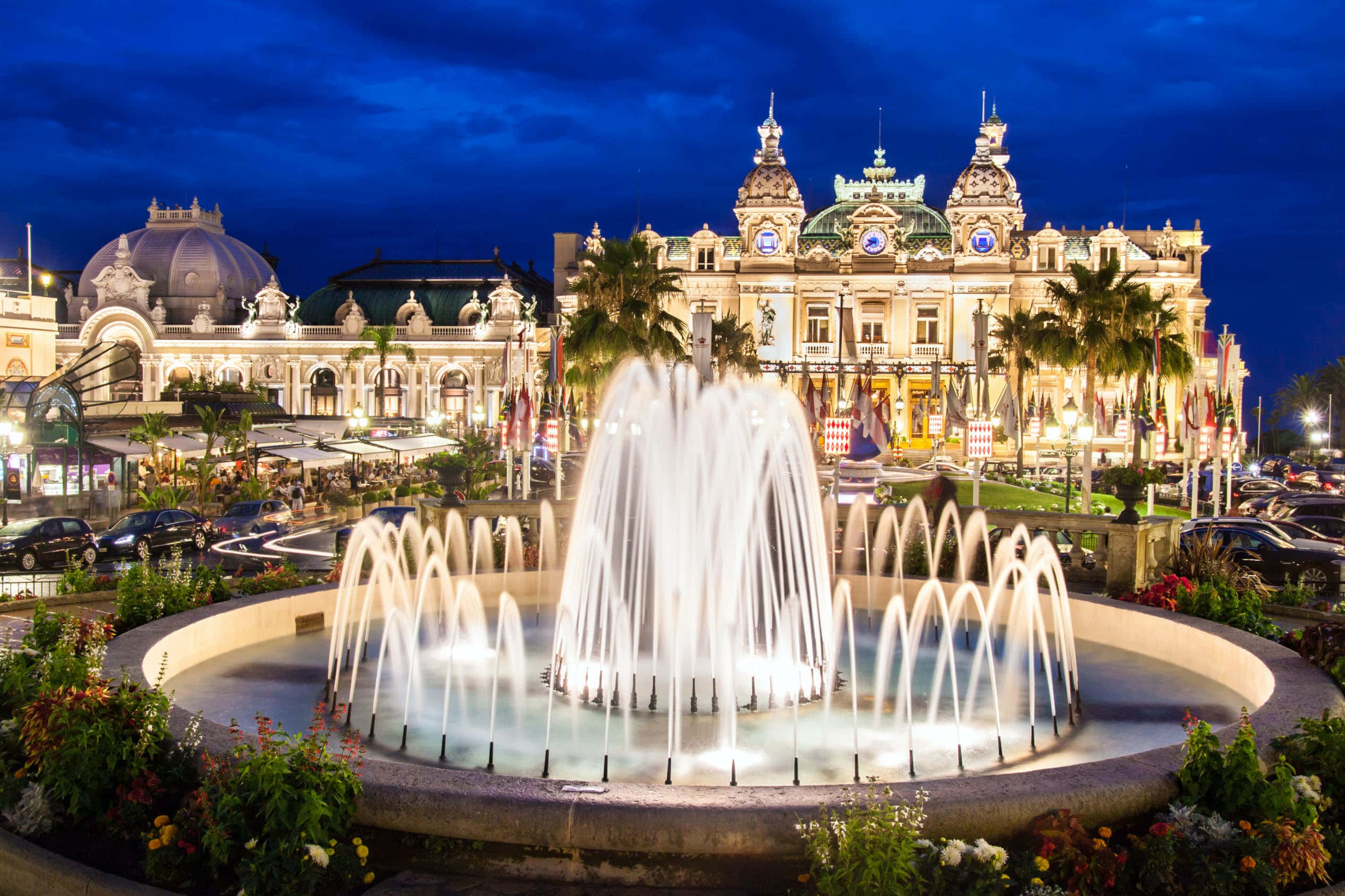 Casino De Monte Carlo, fountain, Monte Carlo Casino, Full HD Desktop Wallpaper